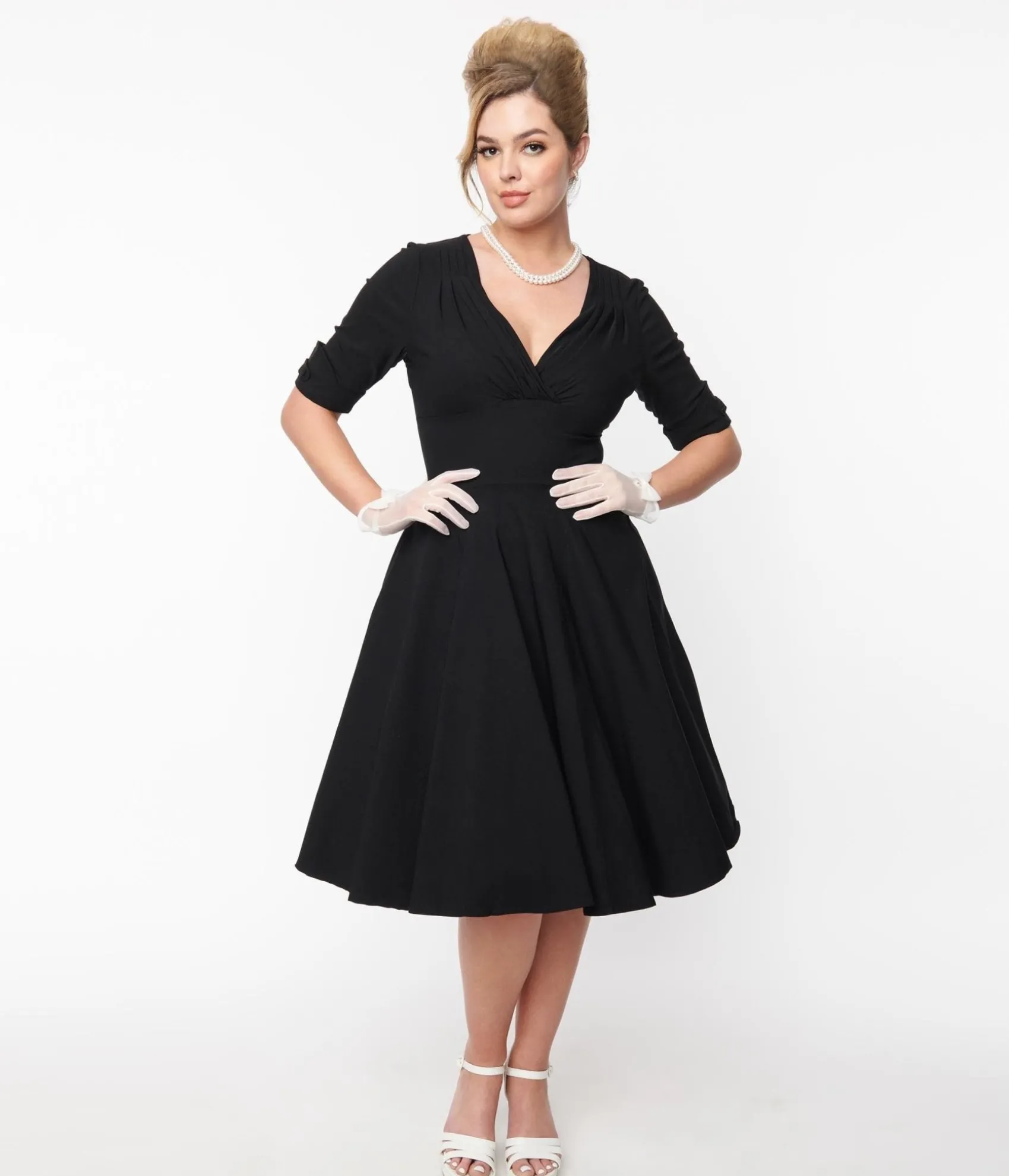 Unique Vintage Black Delores Swing Dress with Sleeves Outlet