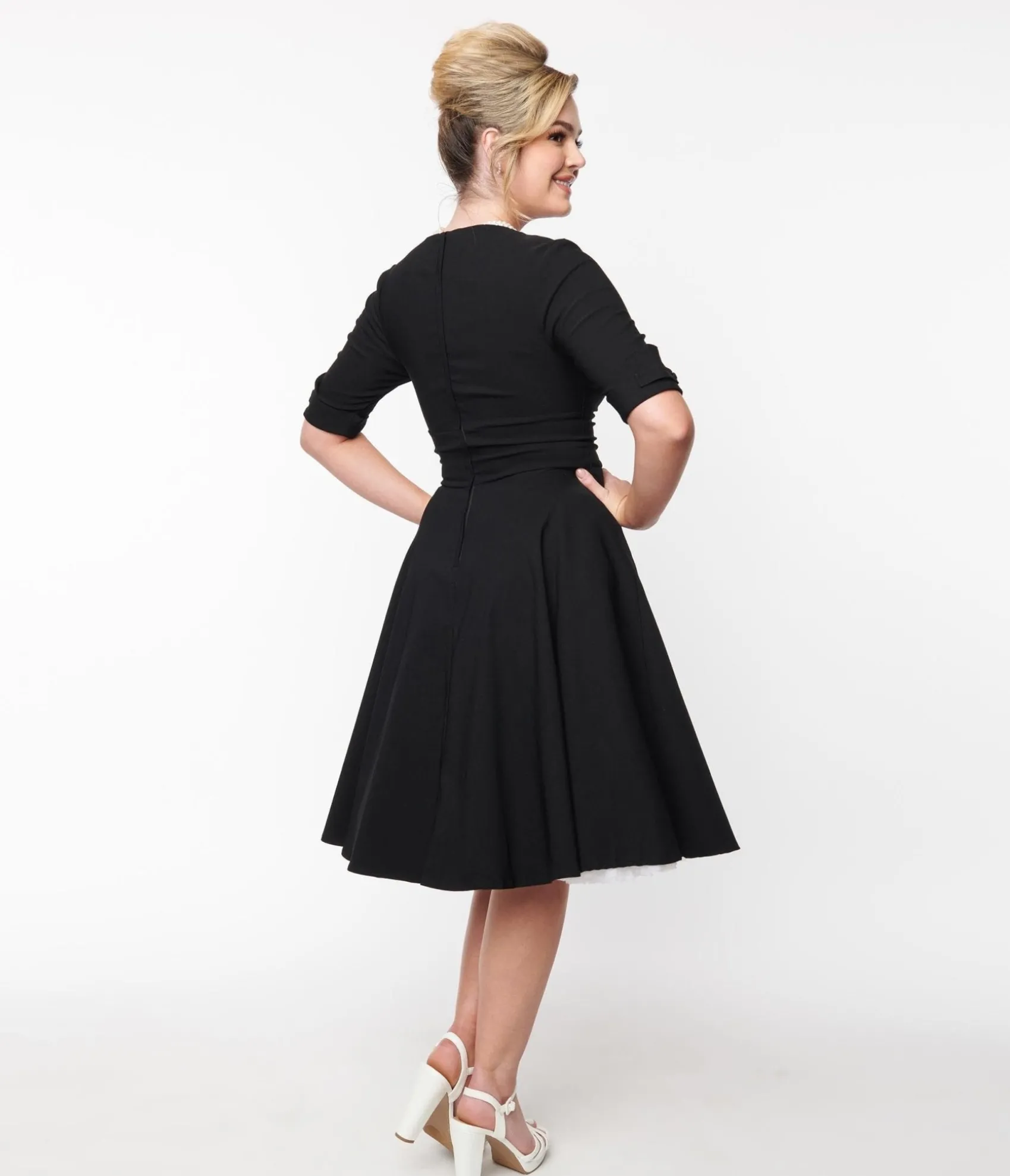 Unique Vintage Black Delores Swing Dress with Sleeves Outlet