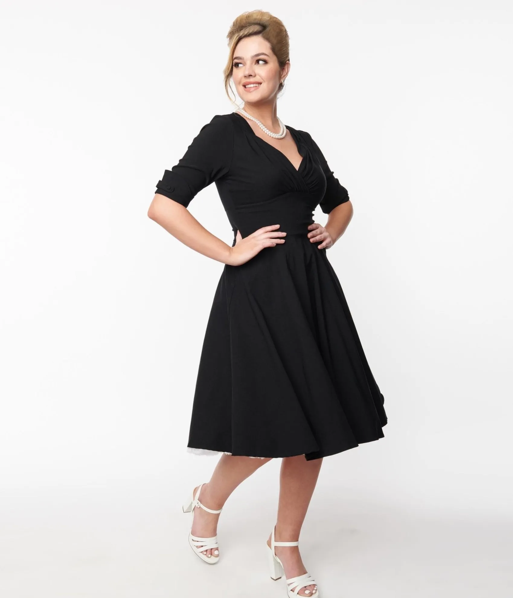 Unique Vintage Black Delores Swing Dress with Sleeves Outlet