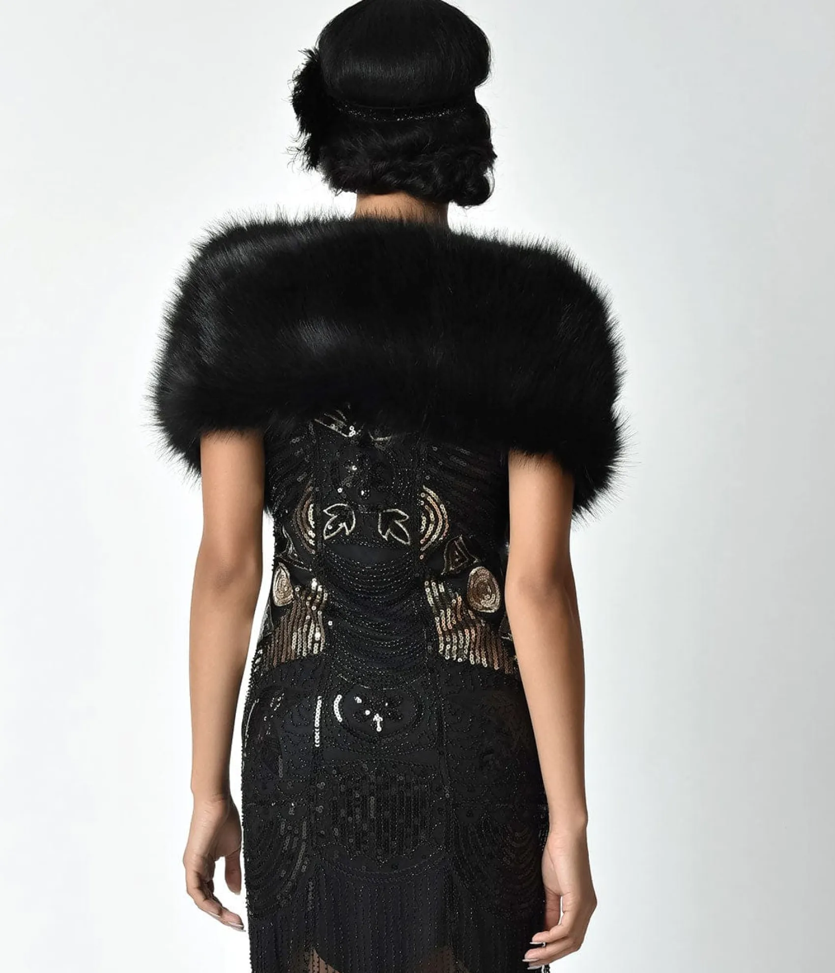 Unique Vintage Black Faux Fur Stole Outlet