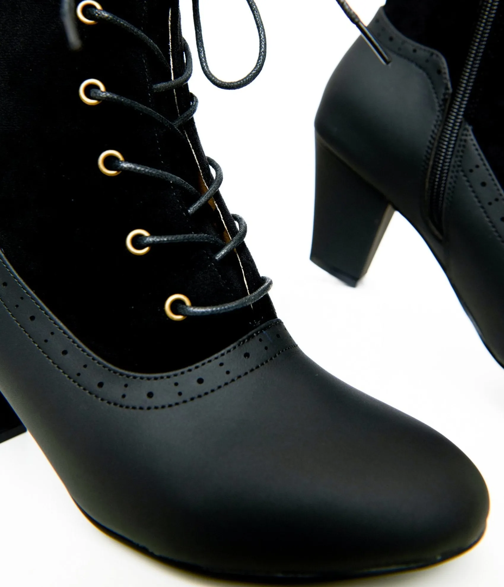 Unique Vintage Black Leatherette Victorian Boots Cheap