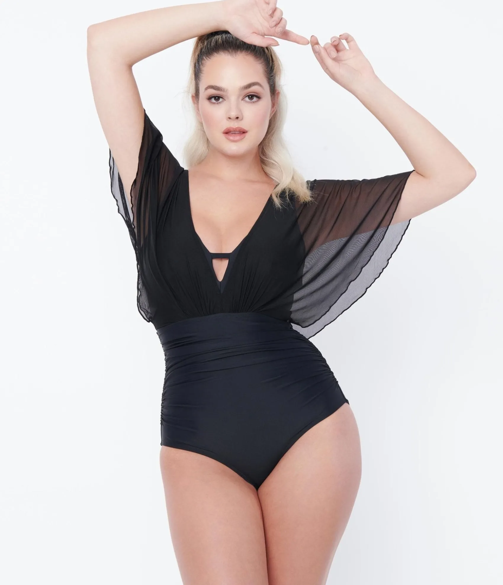 Unique Vintage Black Mesh Sleeved Torrey Swimsuit Flash Sale