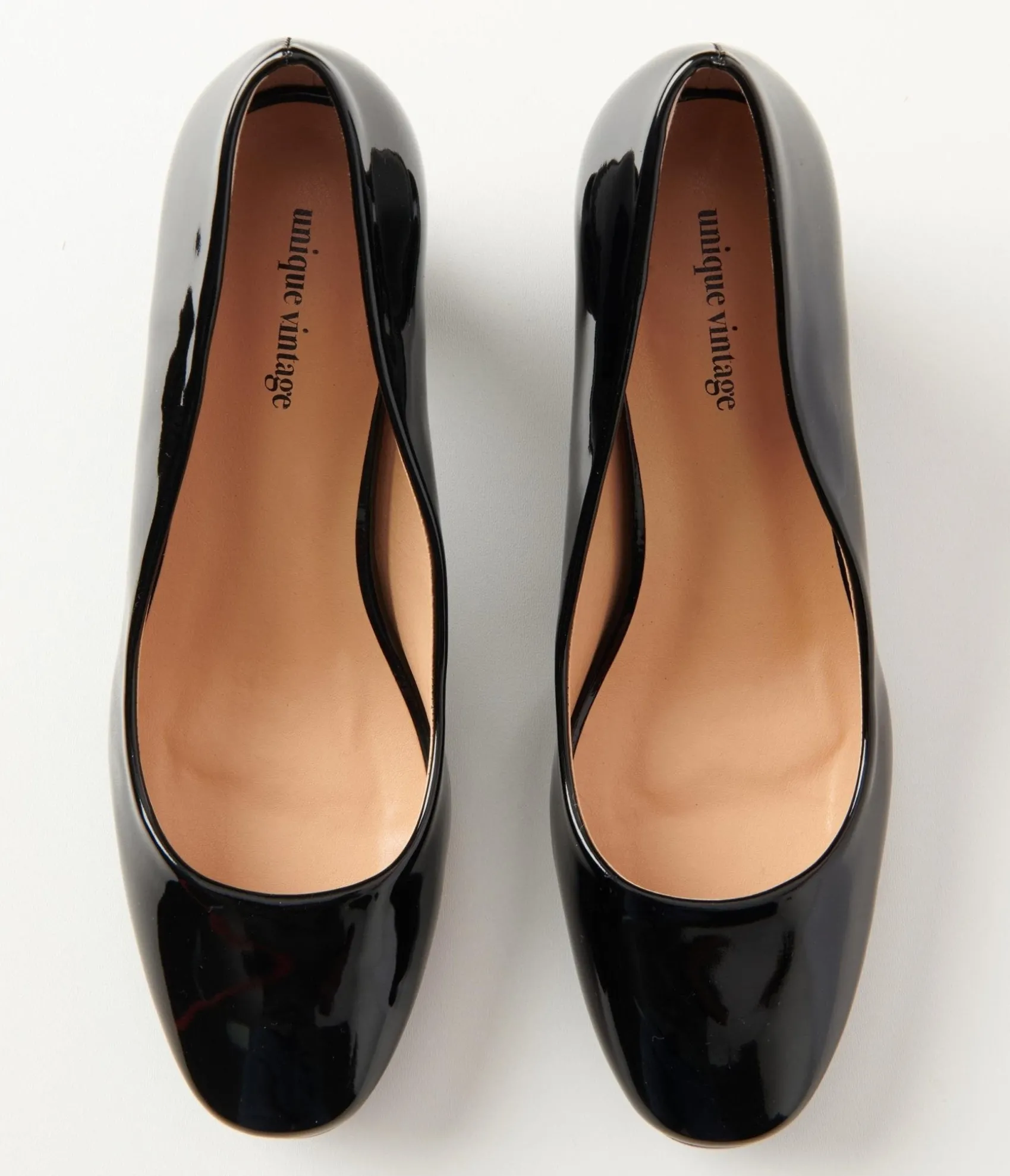 Unique Vintage Black Patent Leatherette Ball Heel Pumps Store