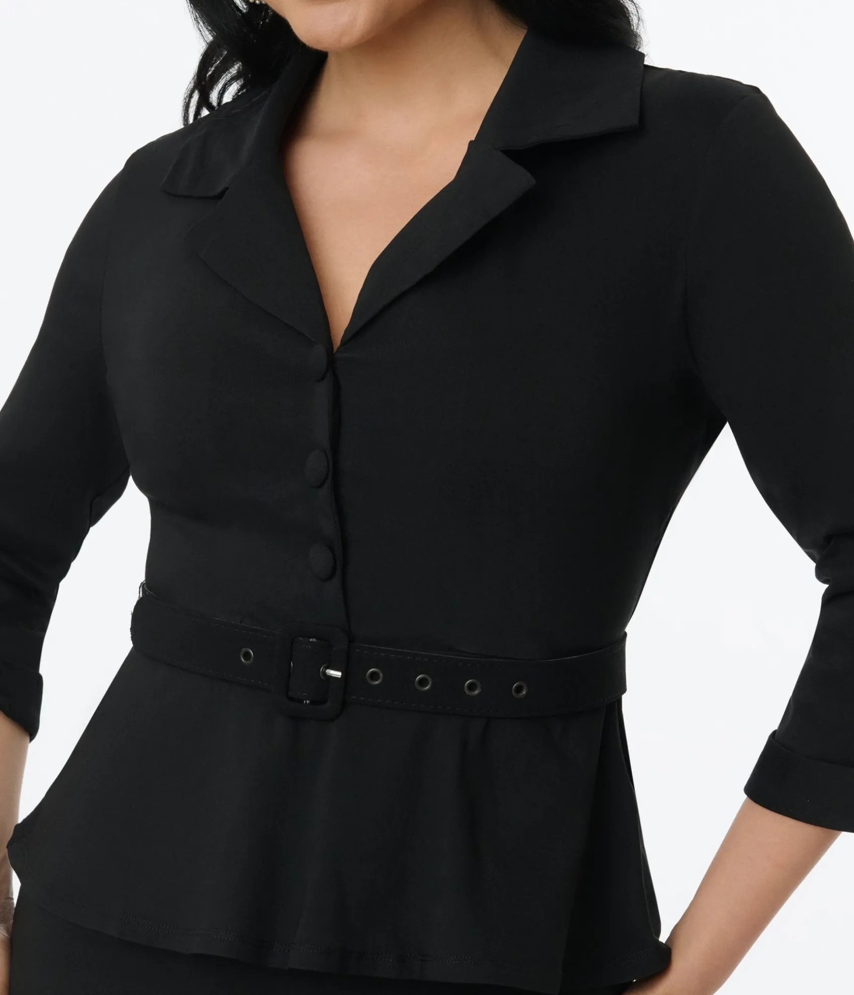 Unique Vintage Black Peplum Cooper Suit Pencil Dress Sale