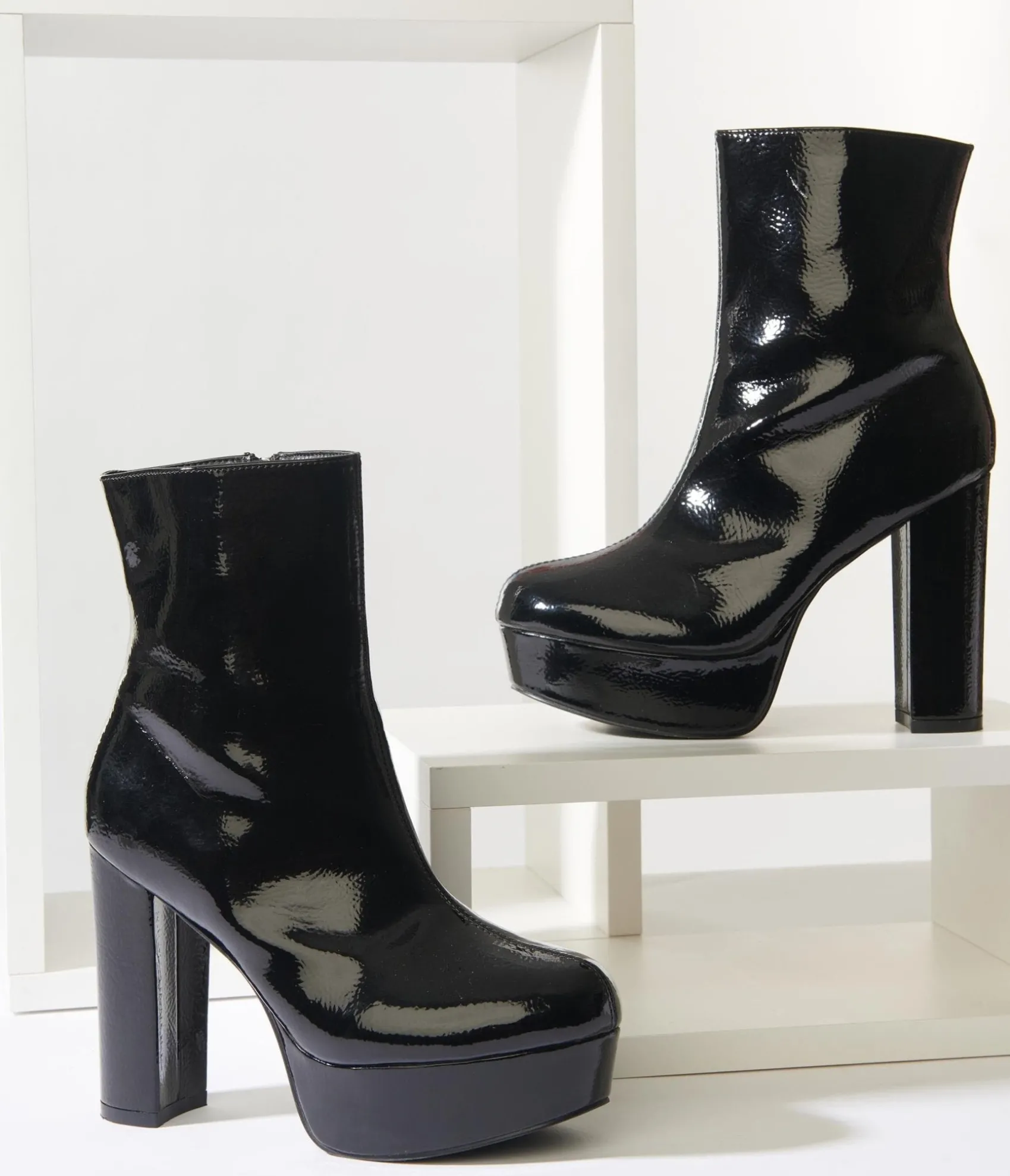 Unique Vintage Black Platform Heel Ankle Boots Discount