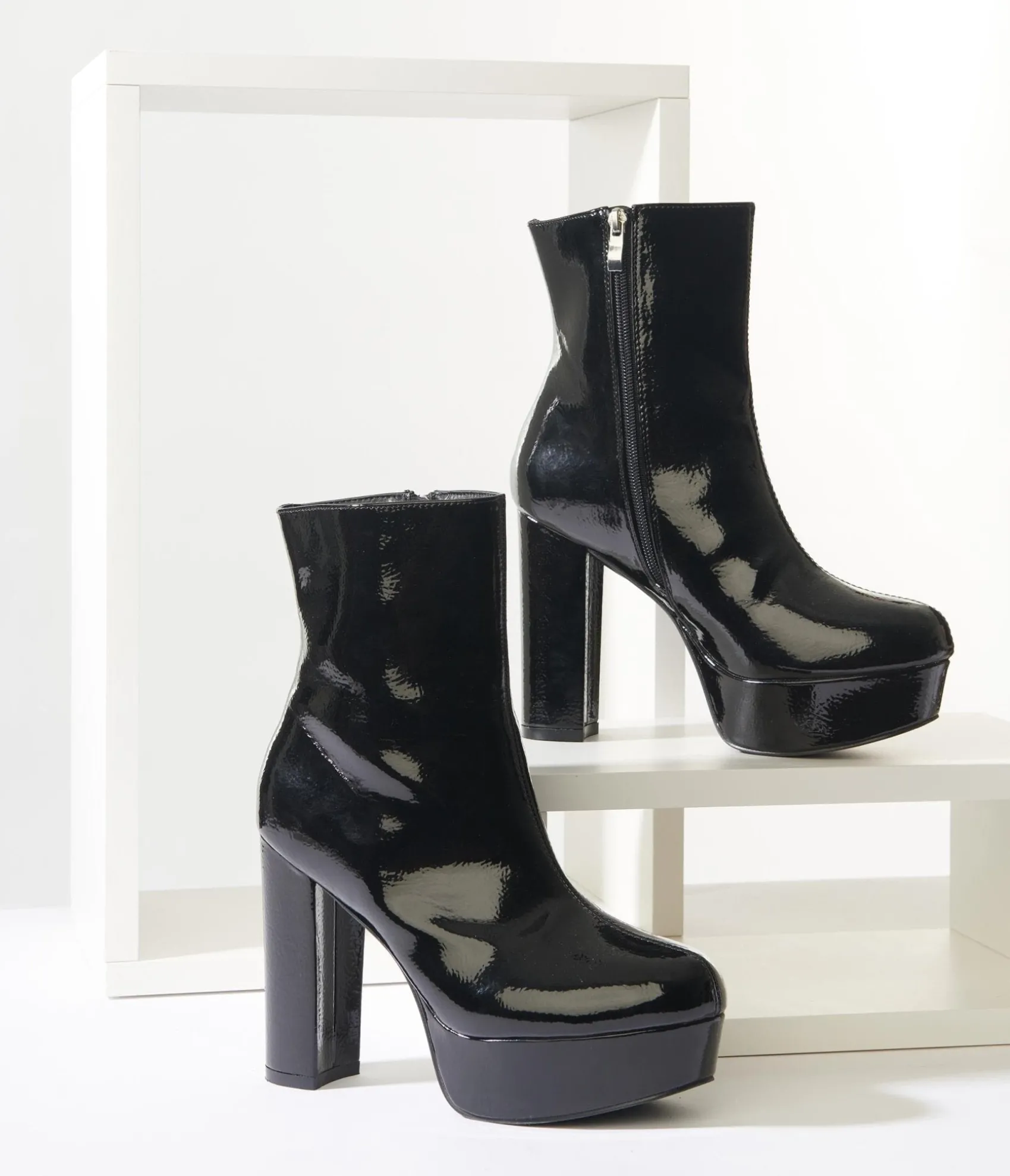 Unique Vintage Black Platform Heel Ankle Boots Discount