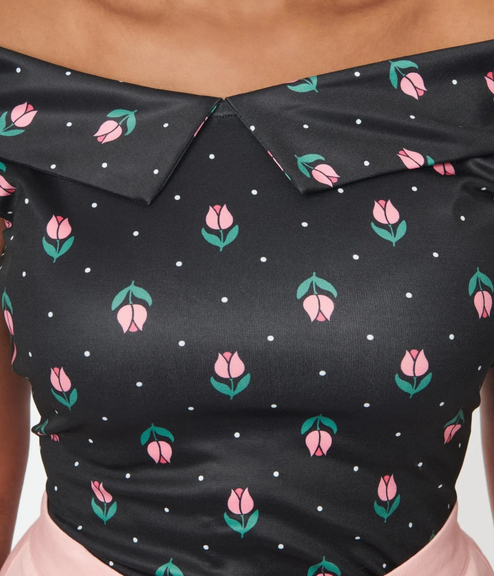 Unique Vintage Black Tulip Pin Dot Maraschino Top Discount