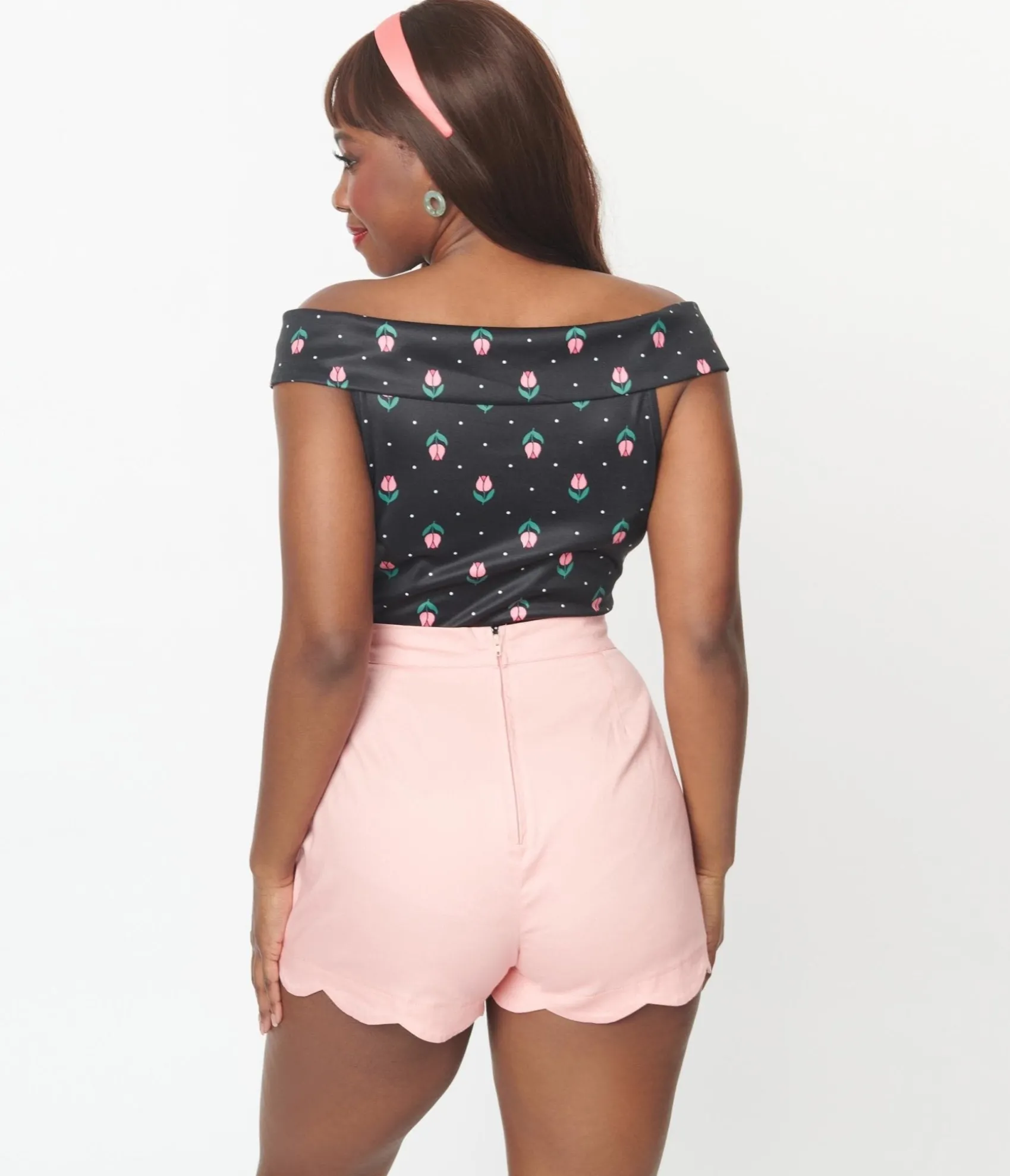 Unique Vintage Black Tulip Pin Dot Maraschino Top Discount