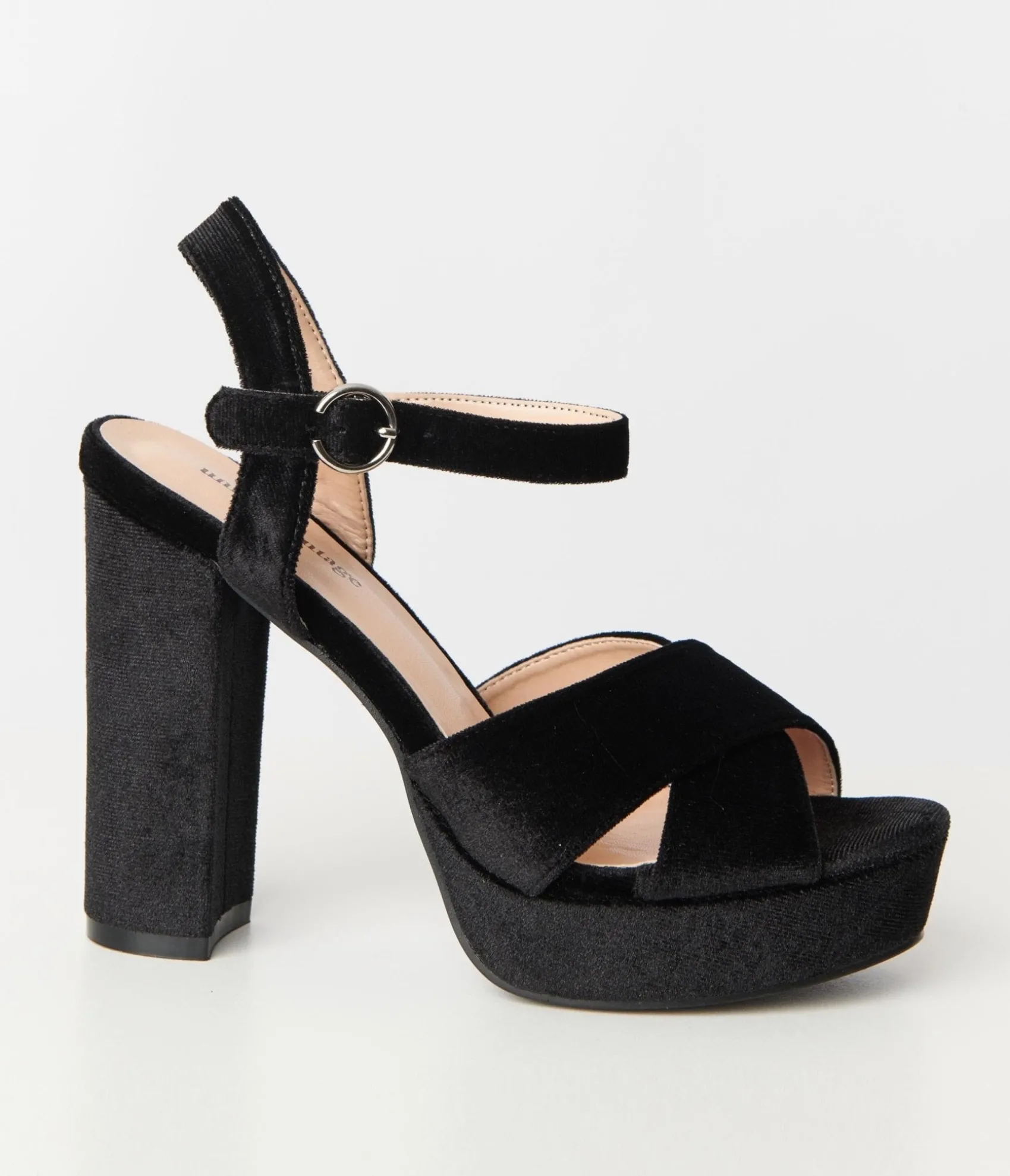 Unique Vintage Black Velvet Platform Heels Cheap