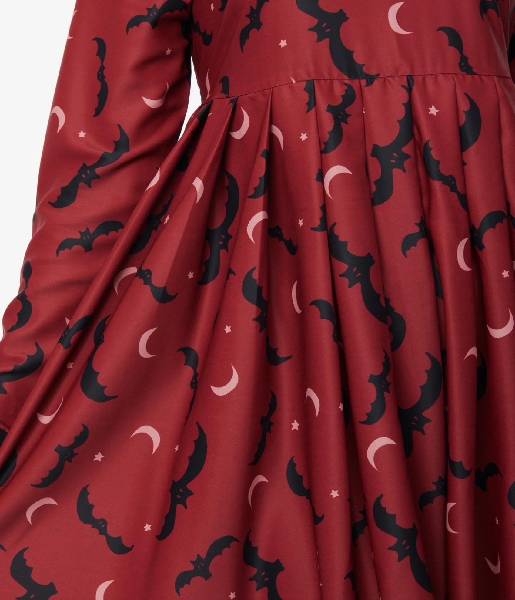 Unique Vintage Burgundy & Black Bats Baby Doll Dress Cheap