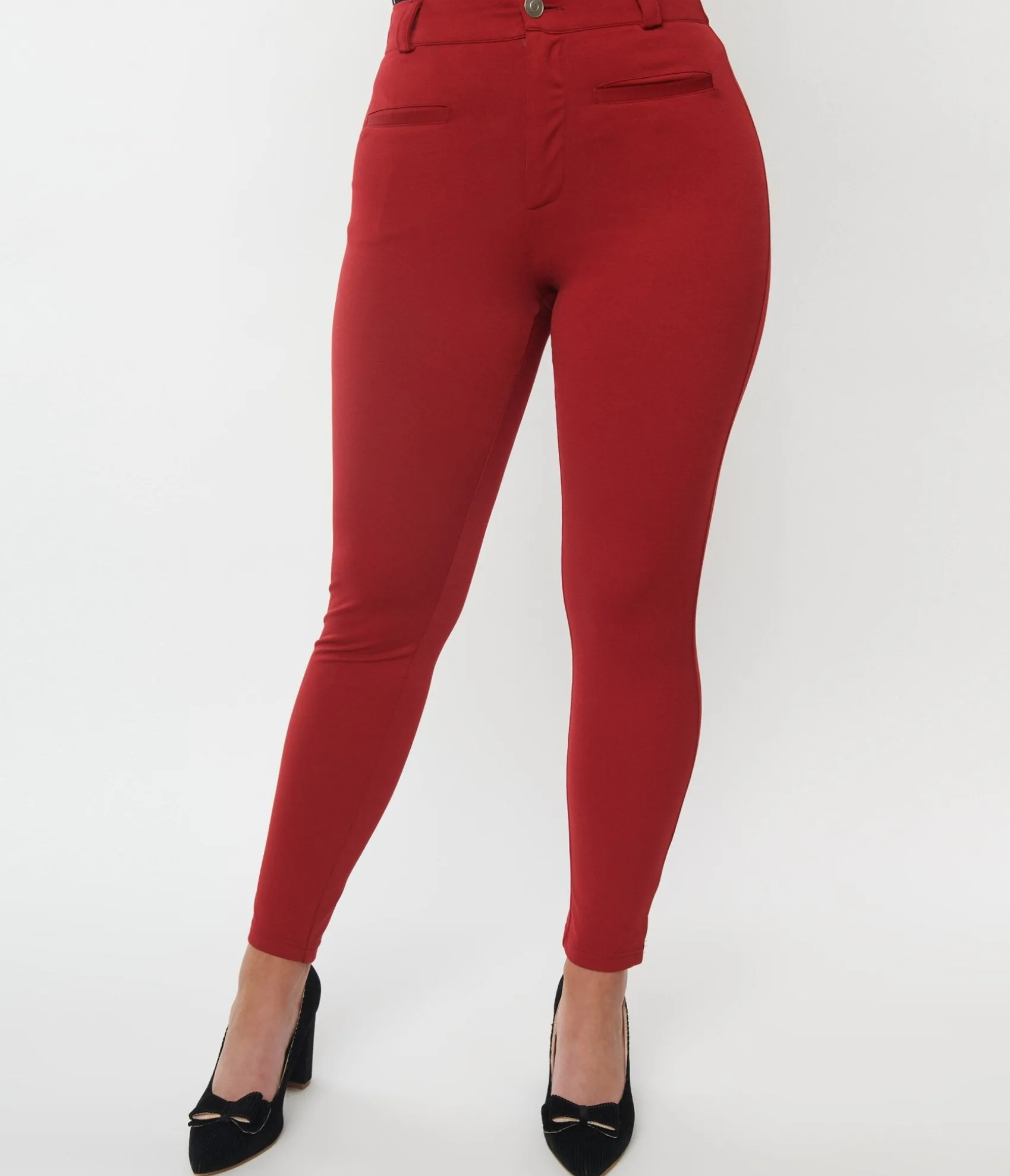Unique Vintage Burgundy Stretch Cigarette Pants Best