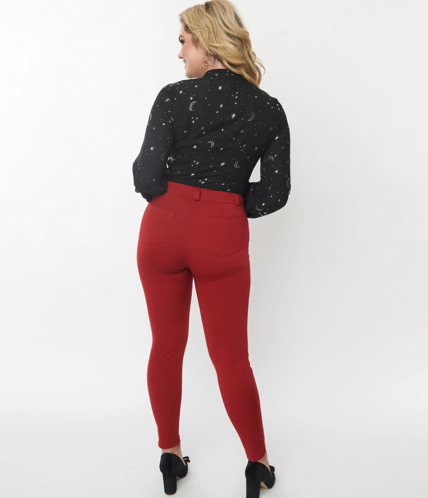 Unique Vintage Burgundy Stretch Cigarette Pants Best