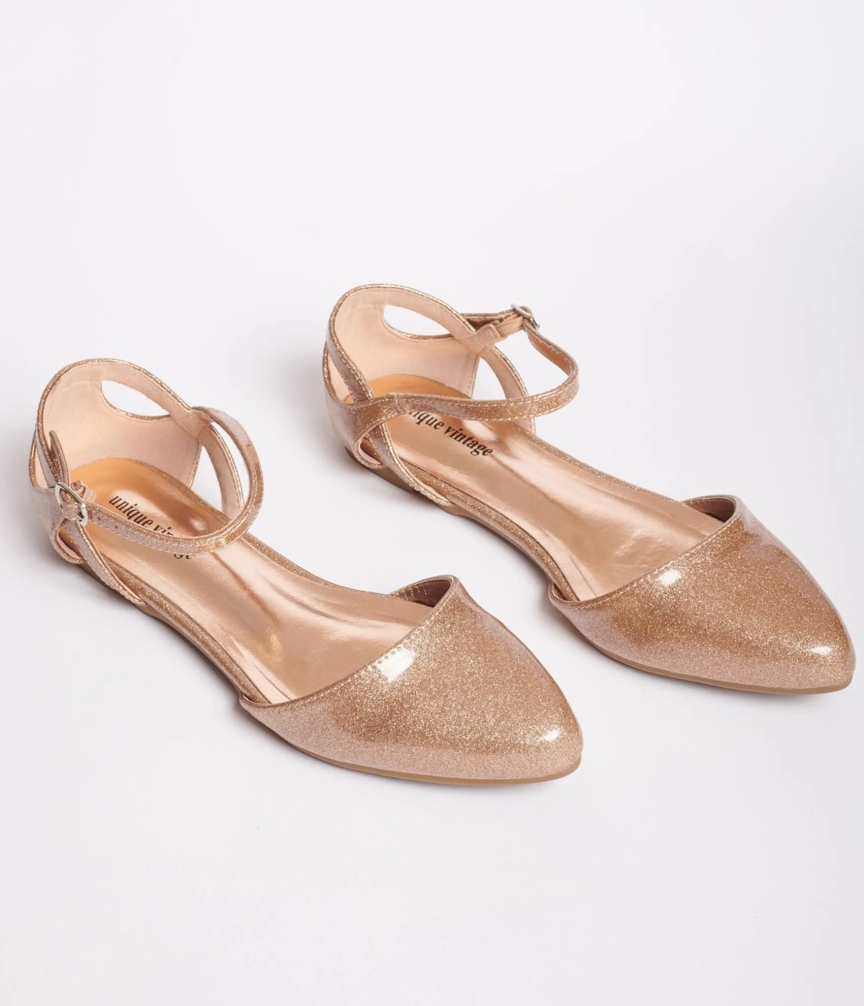 Unique Vintage Champagne Glitter Libby Flats Best