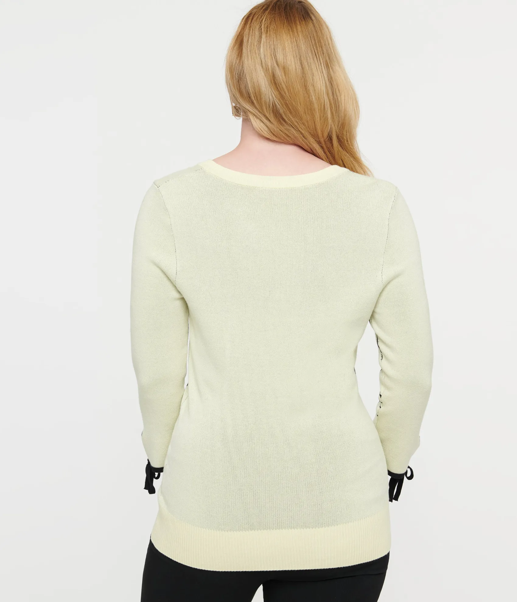 Unique Vintage Cream & Black Spiderweb Keyhole Sweater Clearance