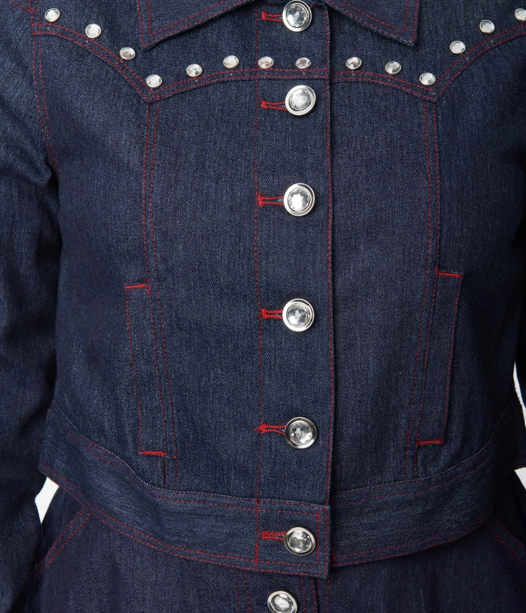Unique Vintage Dark Denim Western Boxy Crop Jacket Clearance
