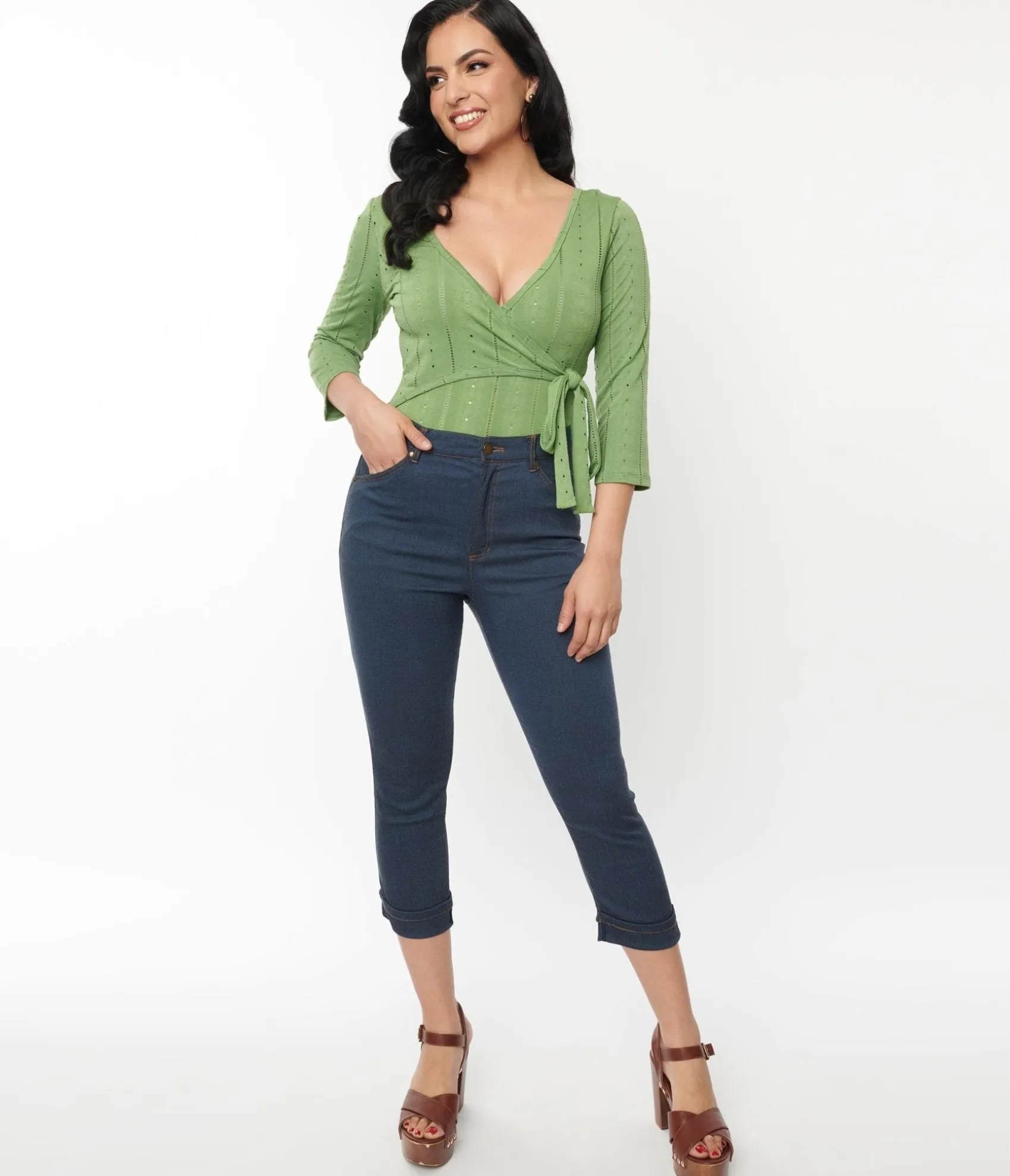 Unique Vintage Denim Bengaline Capris Discount