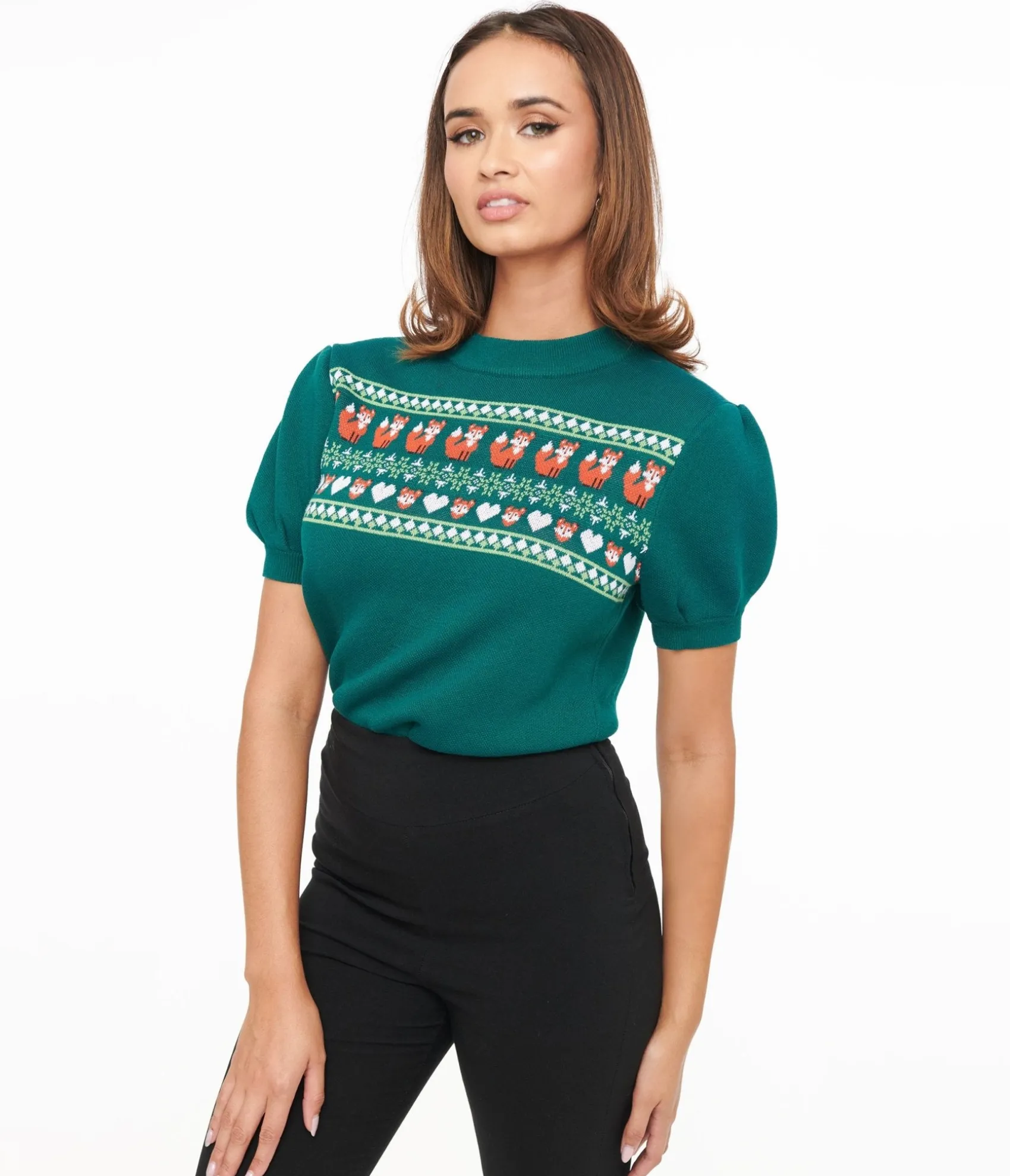 Unique Vintage Green Fox Fair Isle Paige Sweater Shop