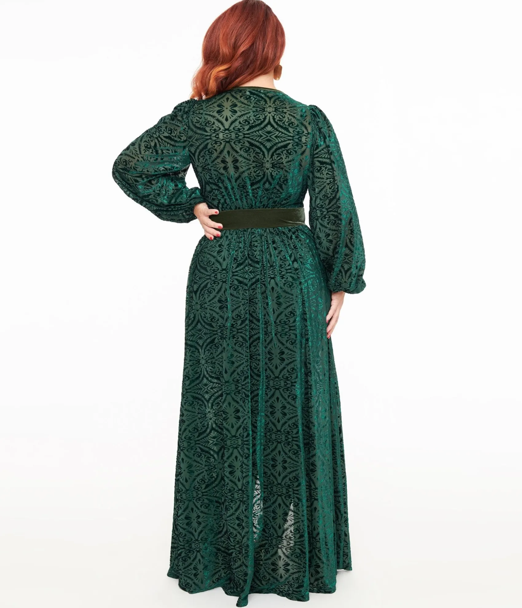 Unique Vintage Green Velvet Burnout Hollywood Duster Best