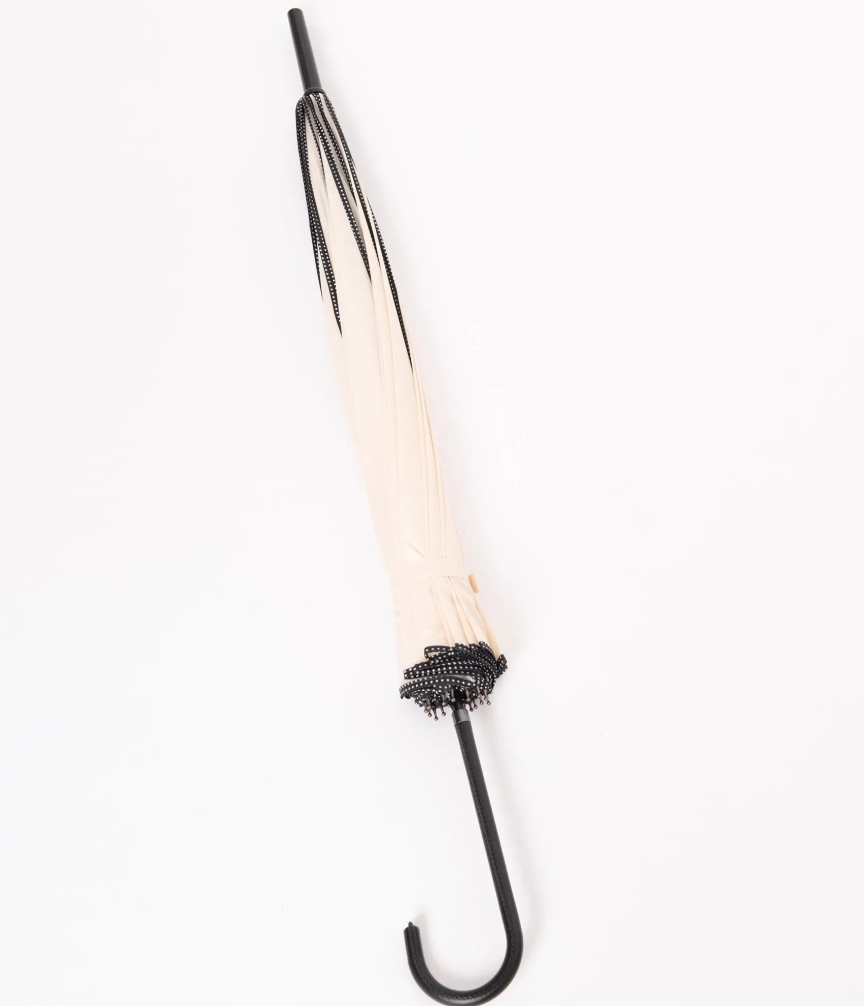 Unique Vintage Ivory & Black Polka Dot Princess Pagoda Umbrella Hot
