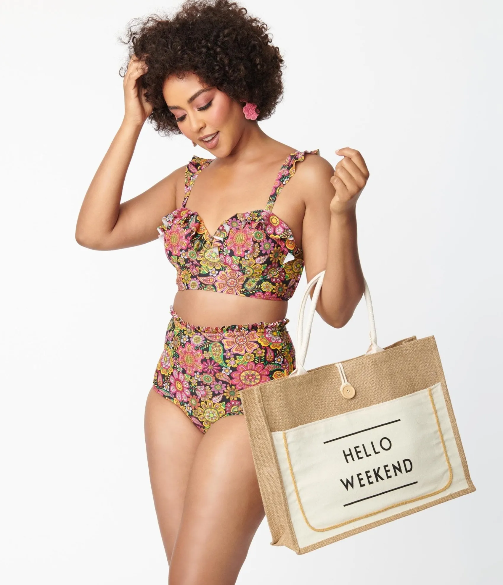 Unique Vintage Kaleidoscope Floral Southampton Swim Top Store