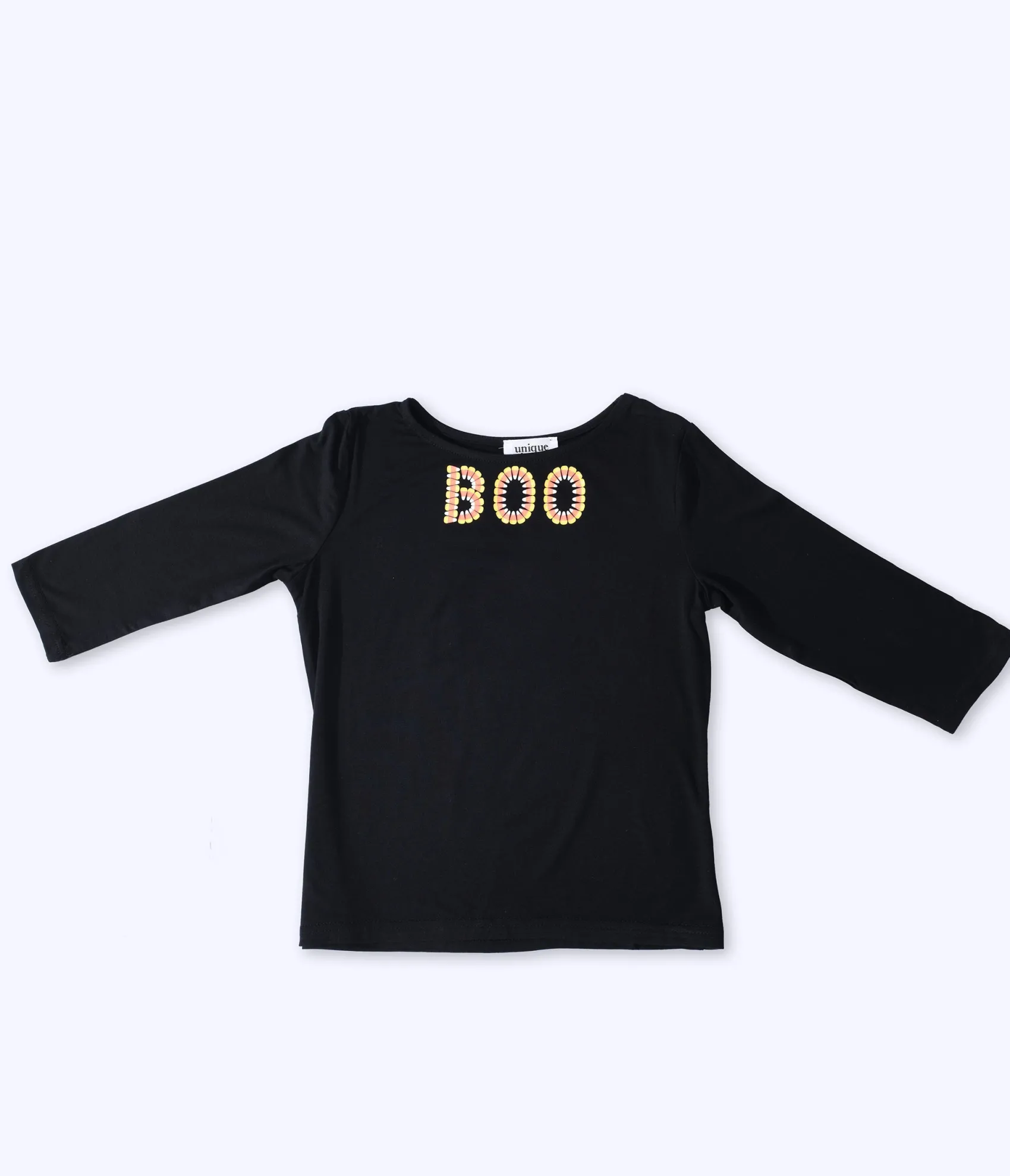 Unique Vintage Kids Black Candy Corn Boo Embroidered Gracie Top Cheap