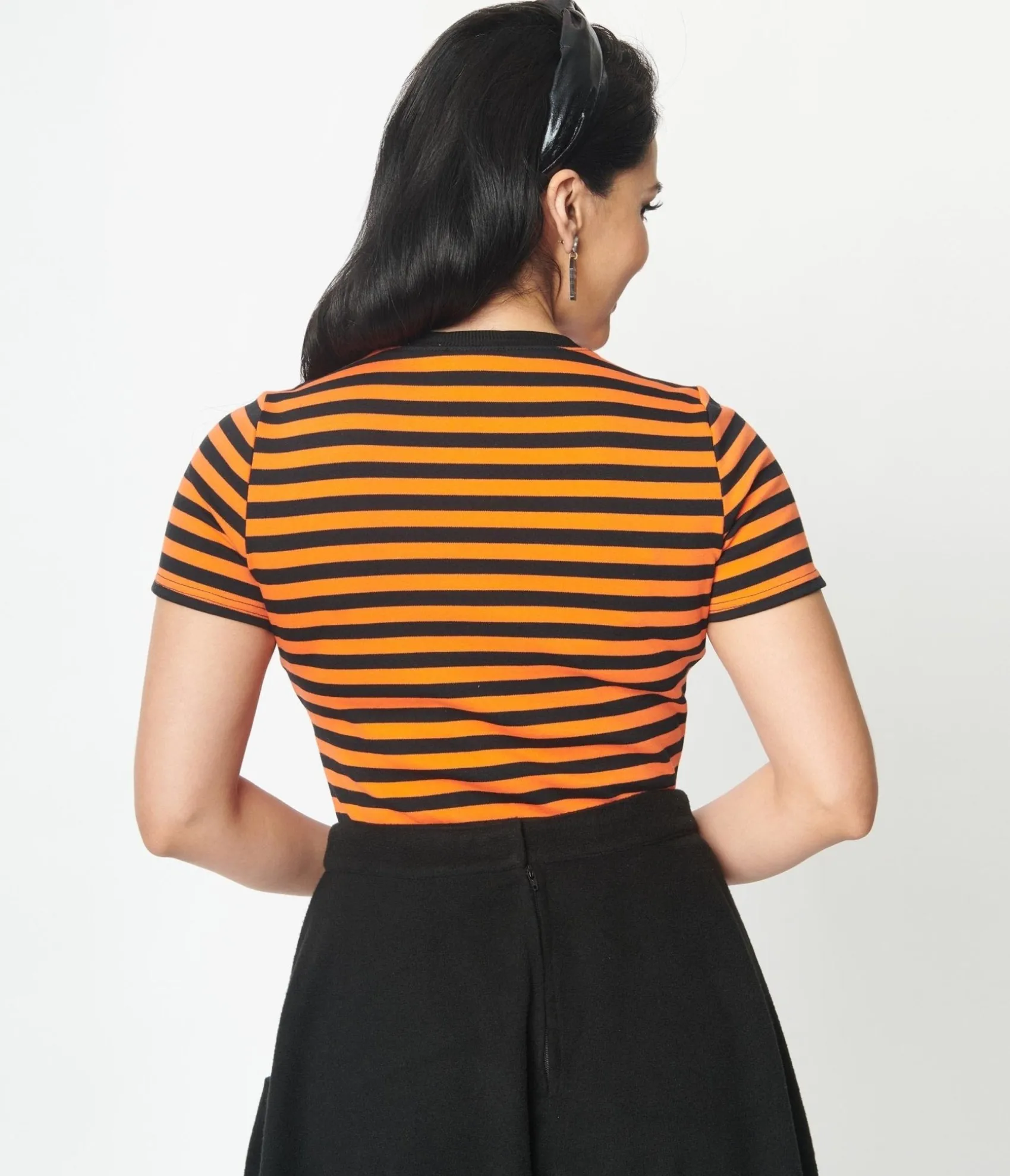 Unique Vintage Orange & Black Stripe Back To Basics Top Best