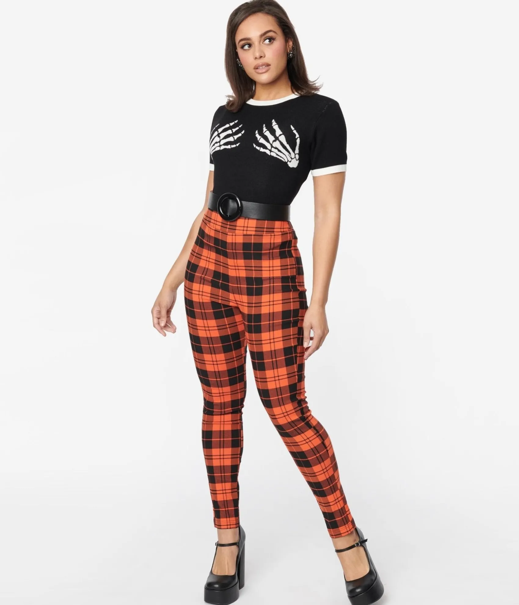 Unique Vintage Orange Plaid Rizzo Cigarette Pants Hot