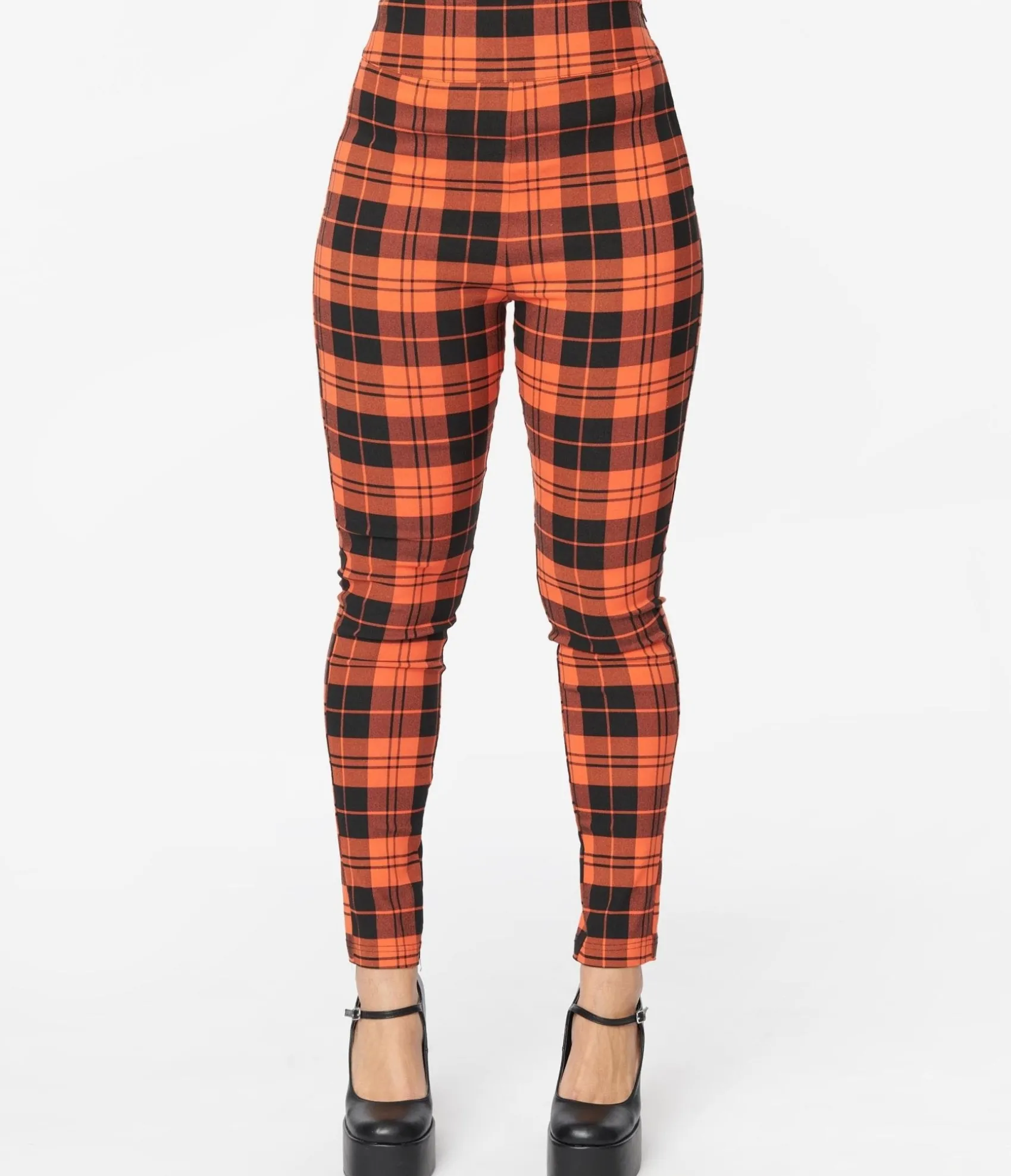 Unique Vintage Orange Plaid Rizzo Cigarette Pants Hot