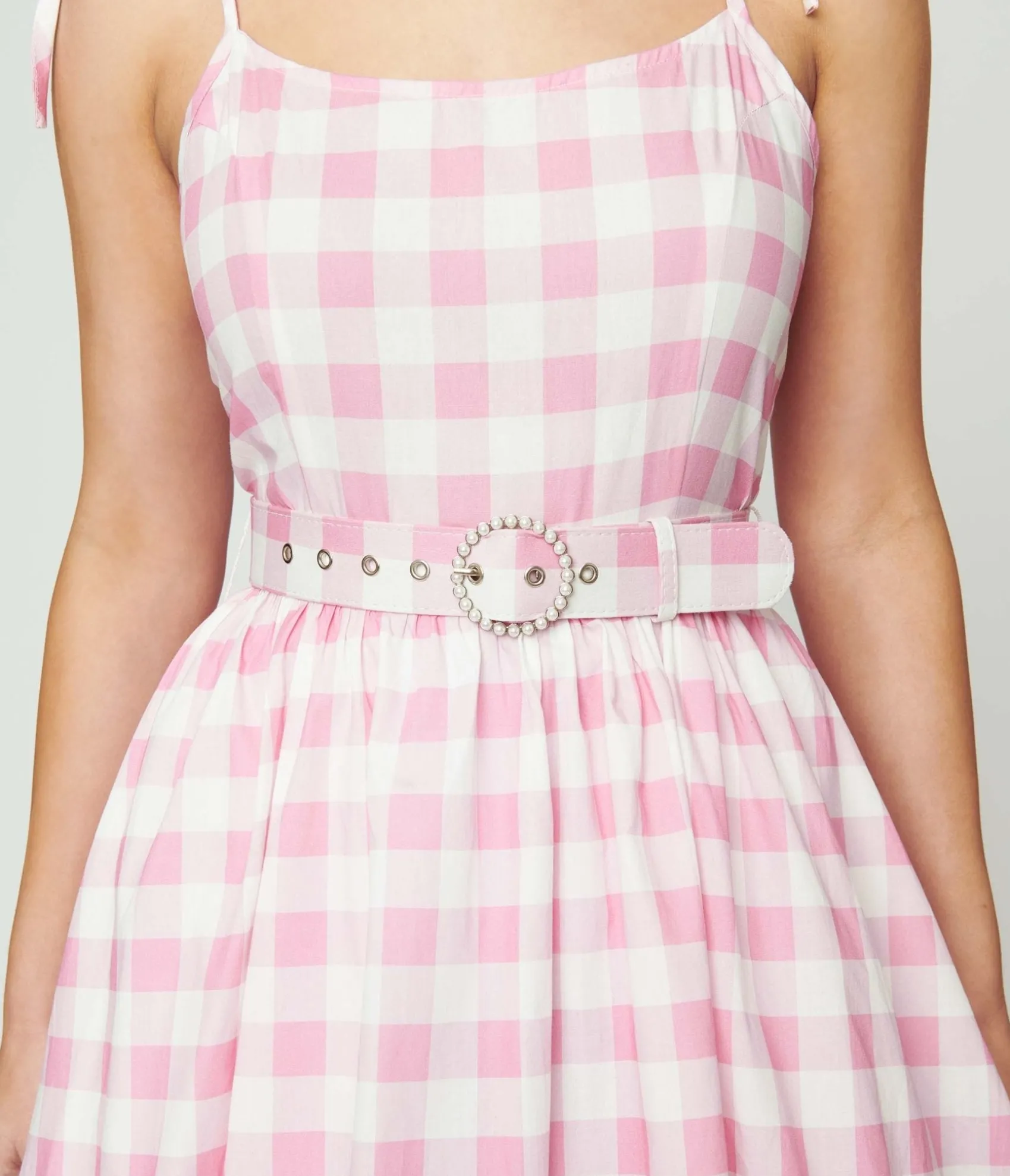 Unique Vintage Pink & White Gingham Bobbie Swing Dress Discount