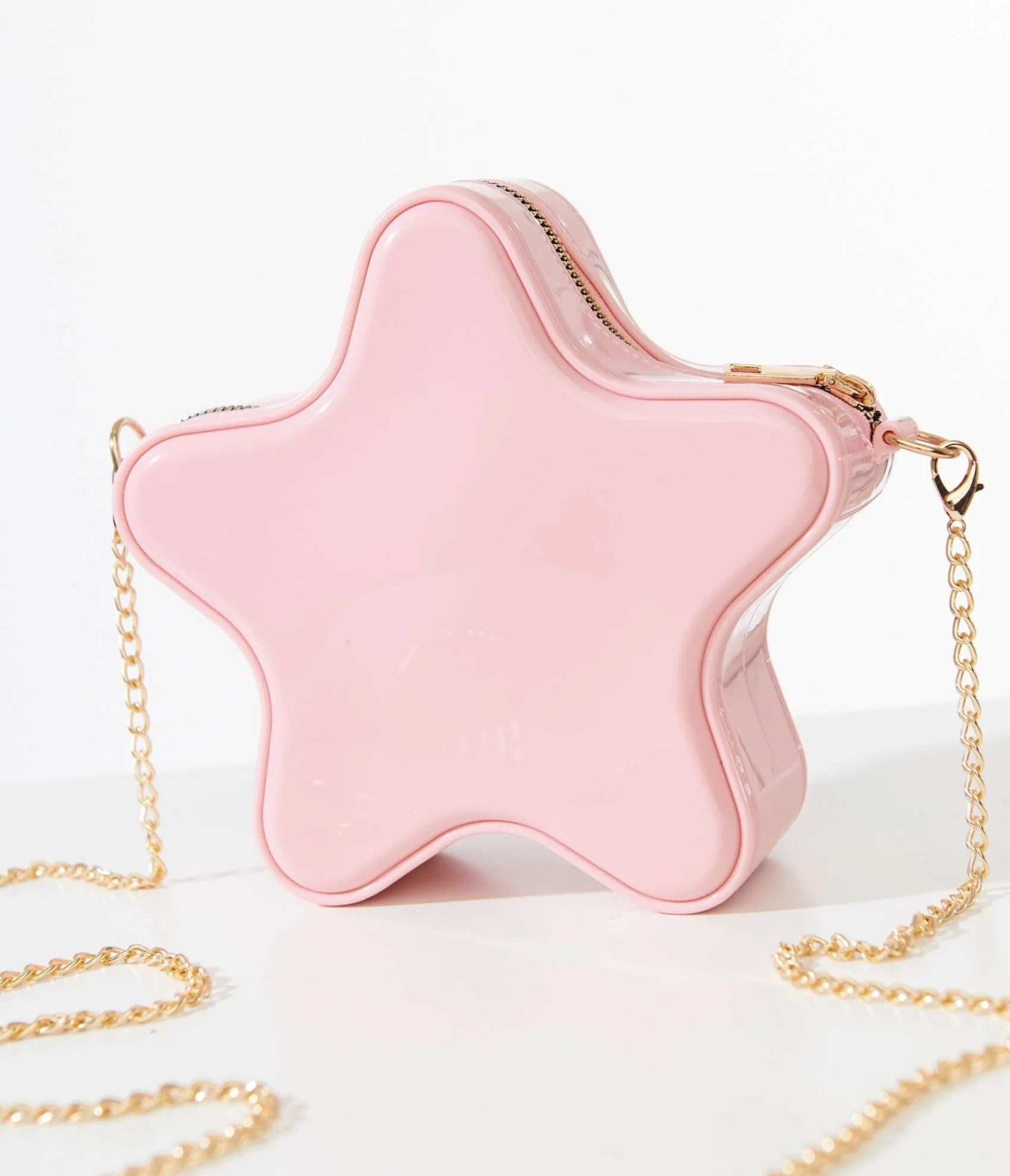 Unique Vintage Pink Star Patent Leatherette Crossbody Bag Discount