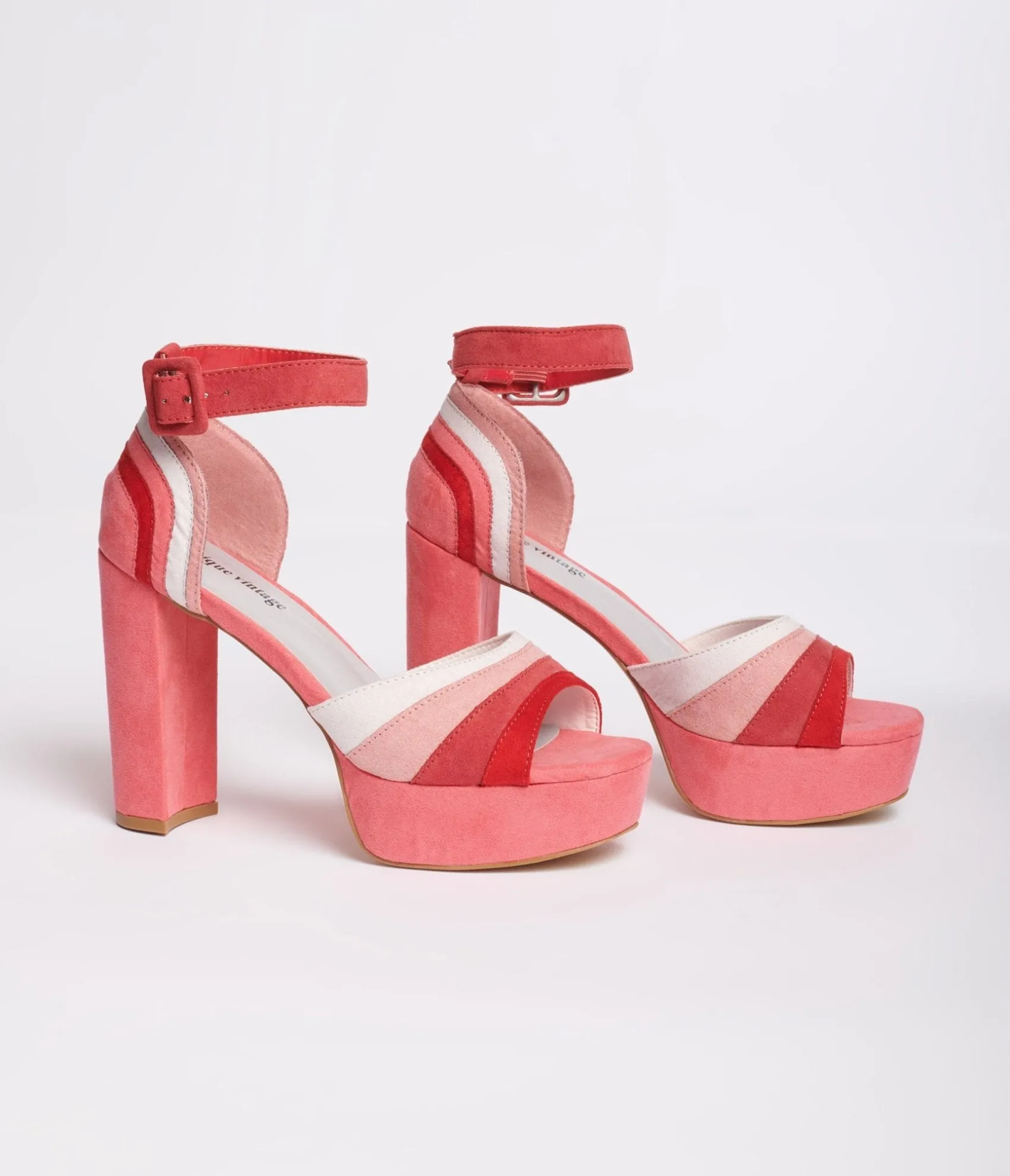 Unique Vintage Pink Suede Peep Toe Platform Heels Online