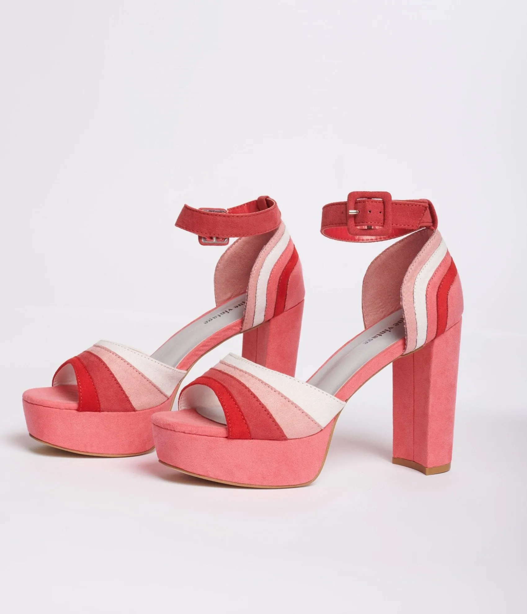 Unique Vintage Pink Suede Peep Toe Platform Heels Online