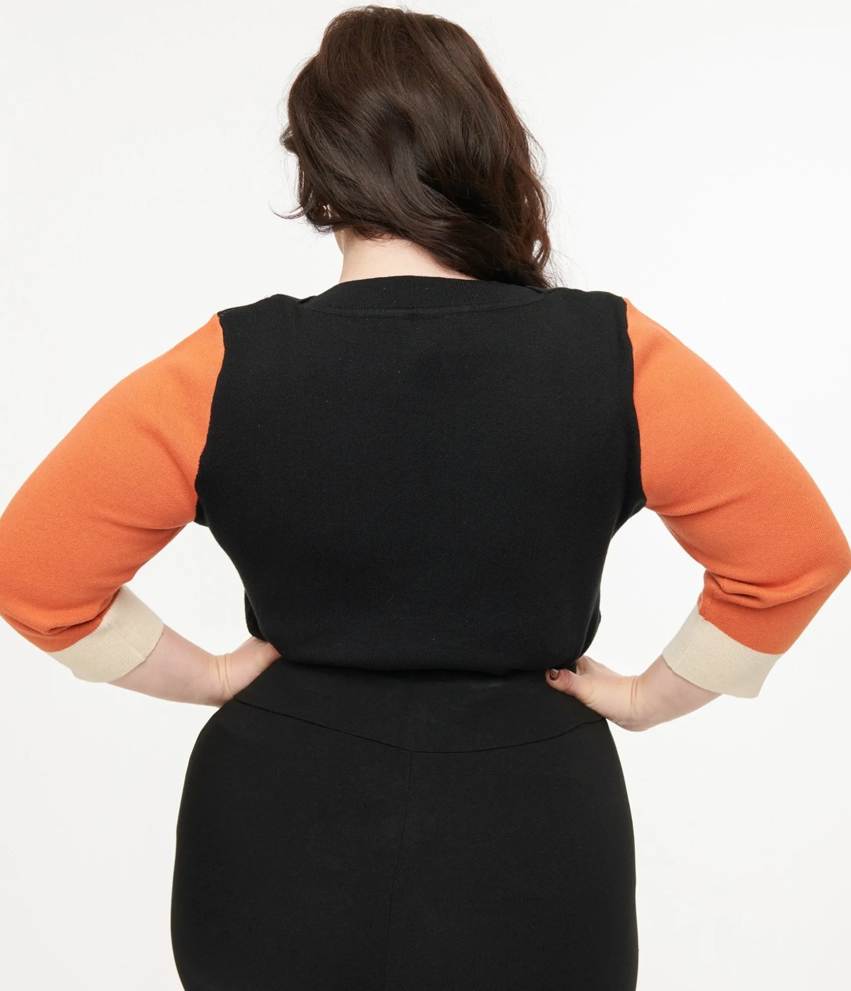 Unique Vintage Plus Size Black & Orange Fox Sleeve Minou Sweater Best Sale
