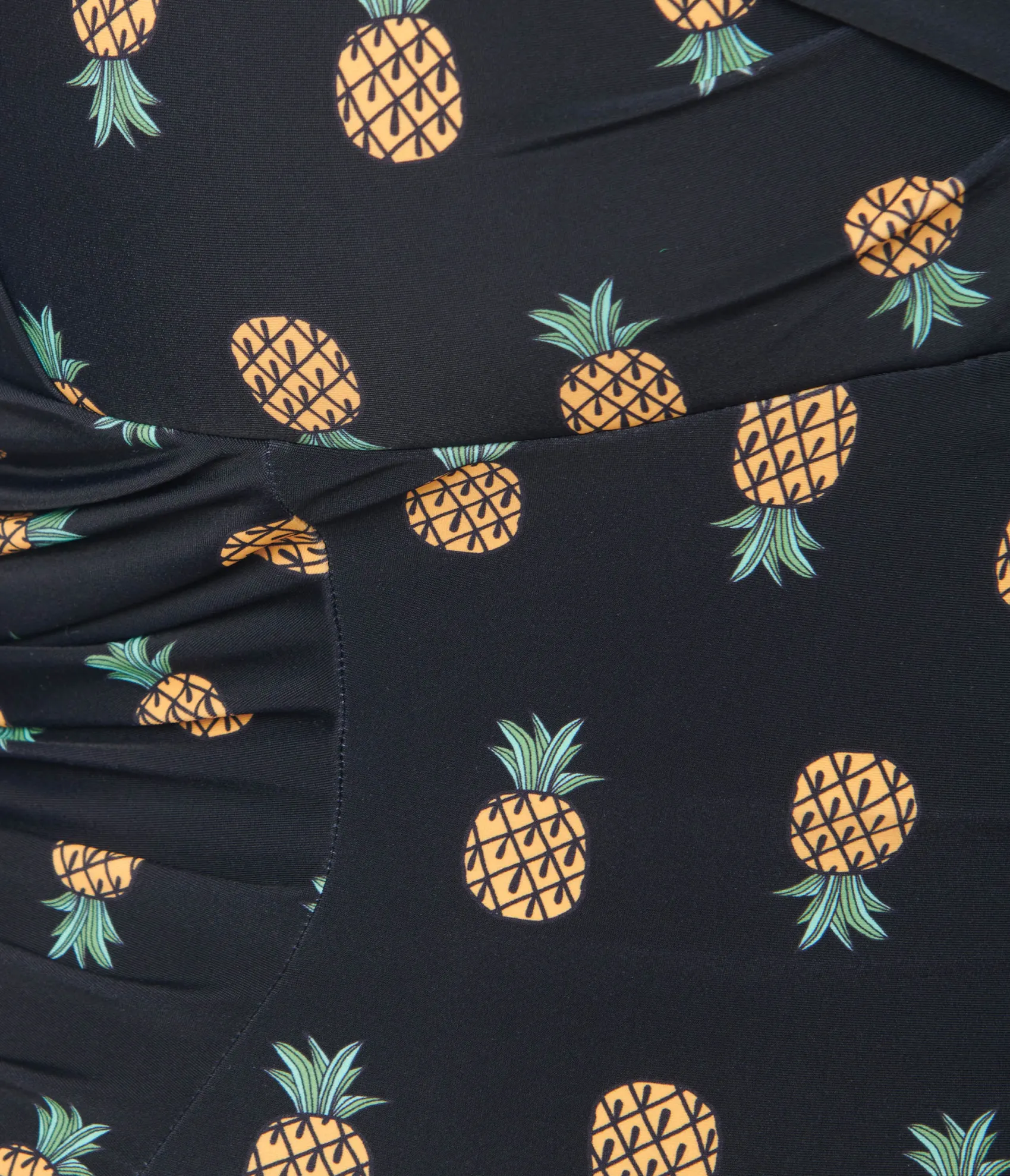 Unique Vintage Plus Size Black & Pineapple Print Corinne Sheath Swimsuit Best Sale