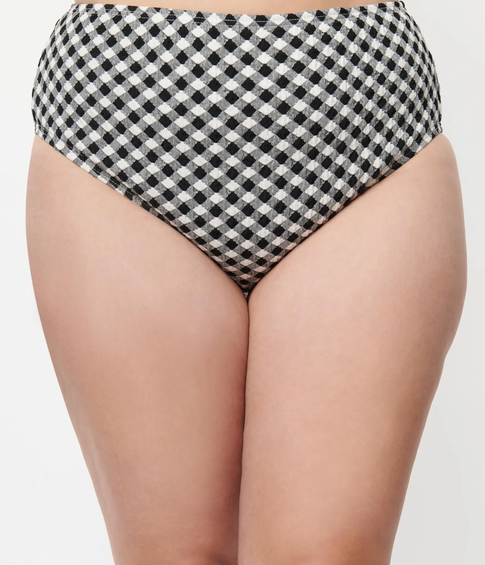 Unique Vintage Plus Size Black & White Gingham Daphne Swim Bottoms Discount