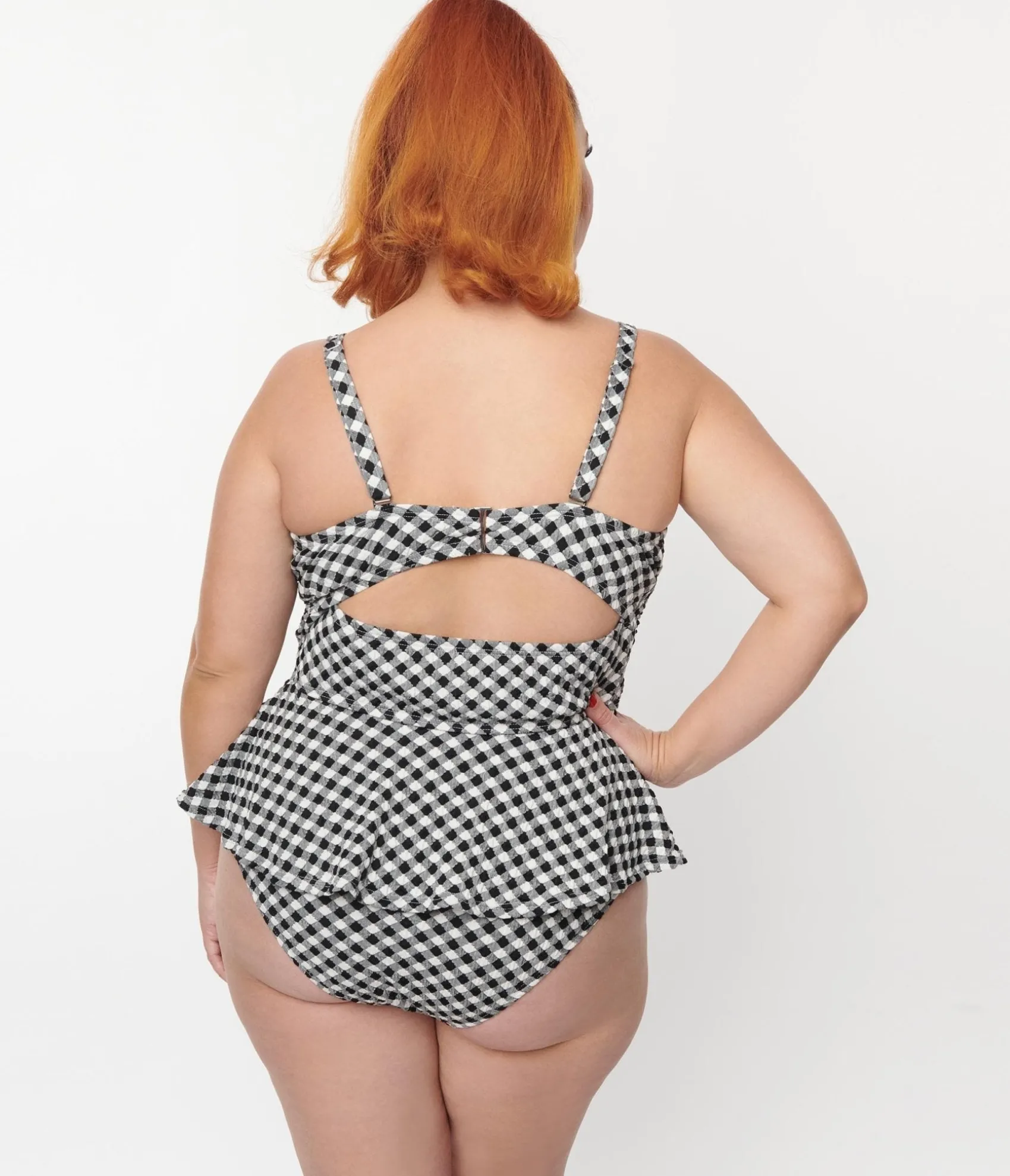 Unique Vintage Plus Size Black & White Gingham Daphne Swim Bottoms Discount