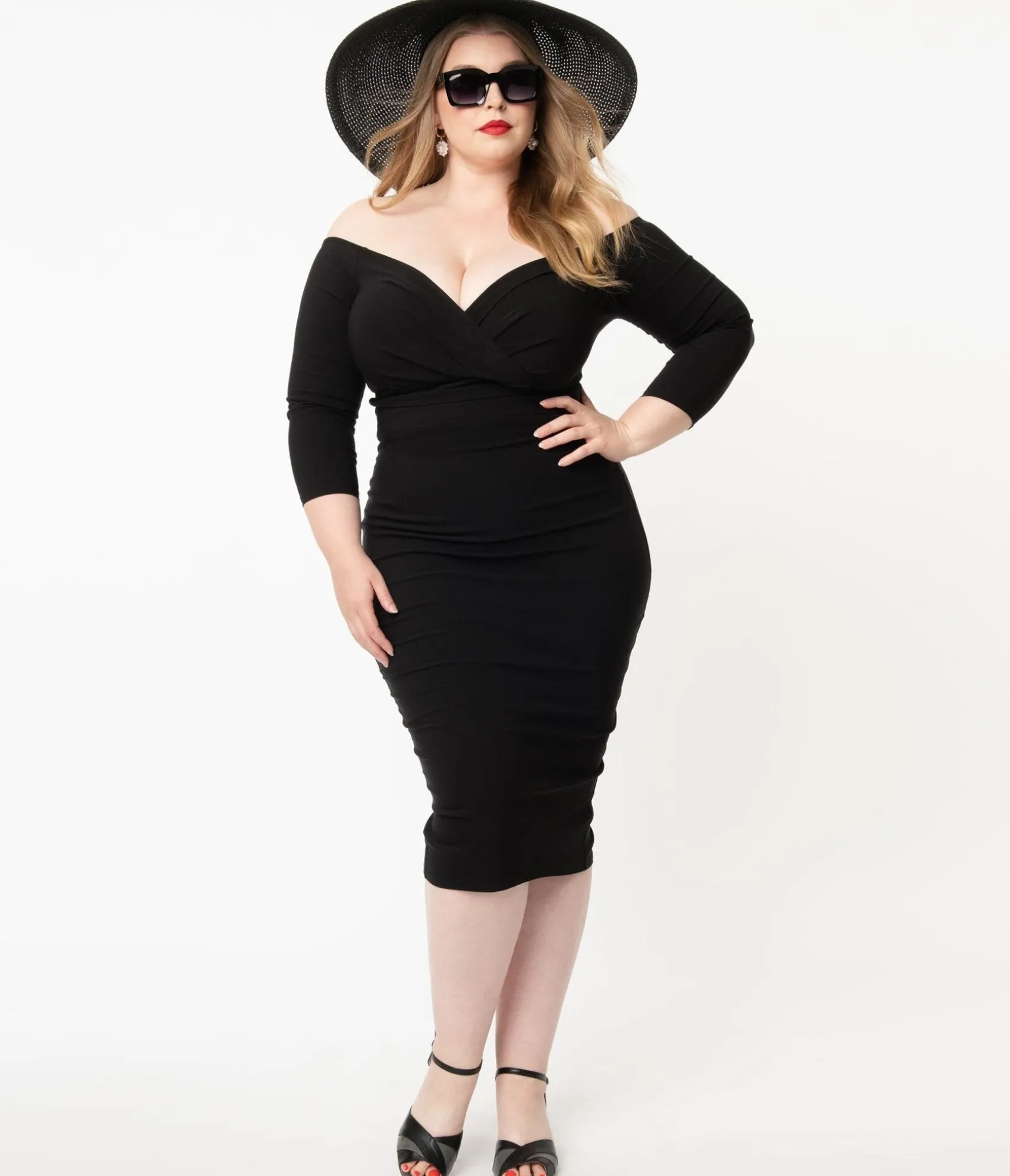Unique Vintage Plus Size Black Shailene Pencil Dress Shop