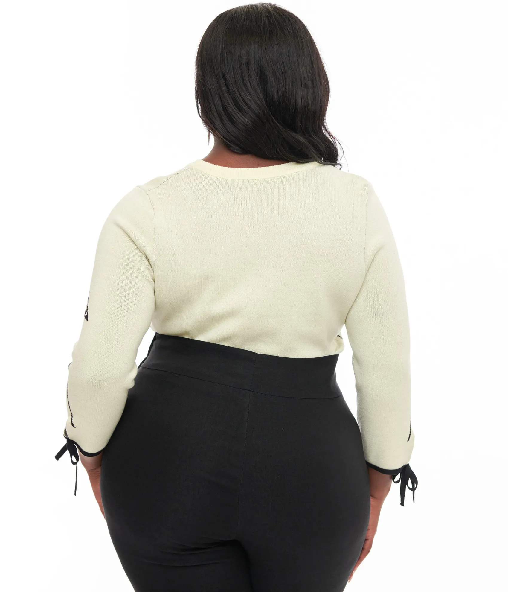 Unique Vintage Plus Size Cream & Black Spiderweb Keyhole Sweater Best Sale