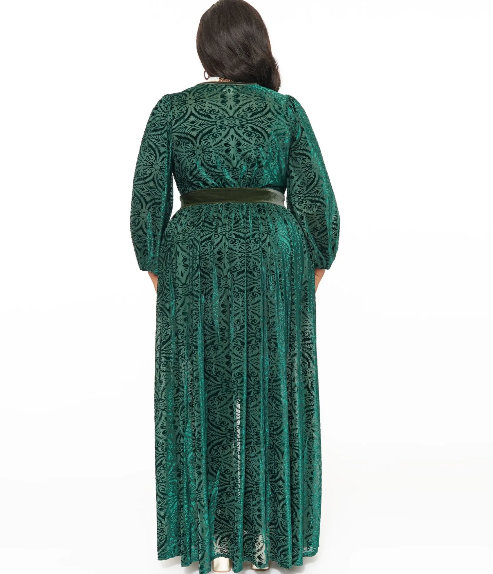 Unique Vintage Plus Size Green Velvet Burnout Hollywood Duster Sale
