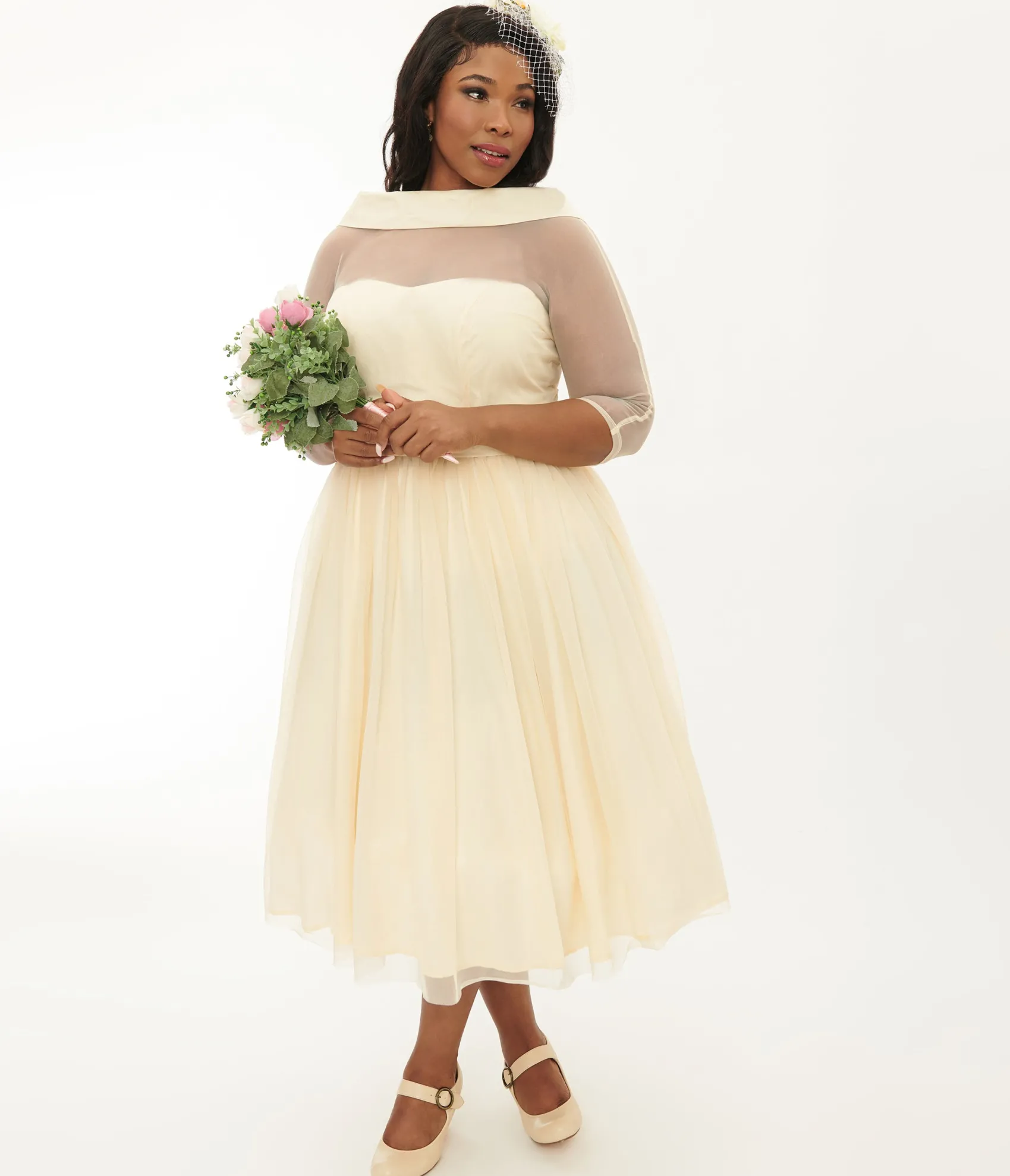 Unique Vintage Plus Size Ivory Chiffon Lille Wedding Dress Online