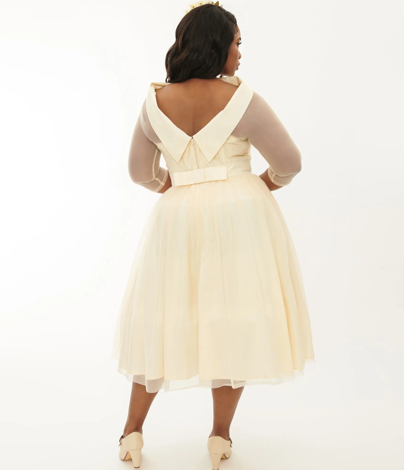 Unique Vintage Plus Size Ivory Chiffon Lille Wedding Dress Online