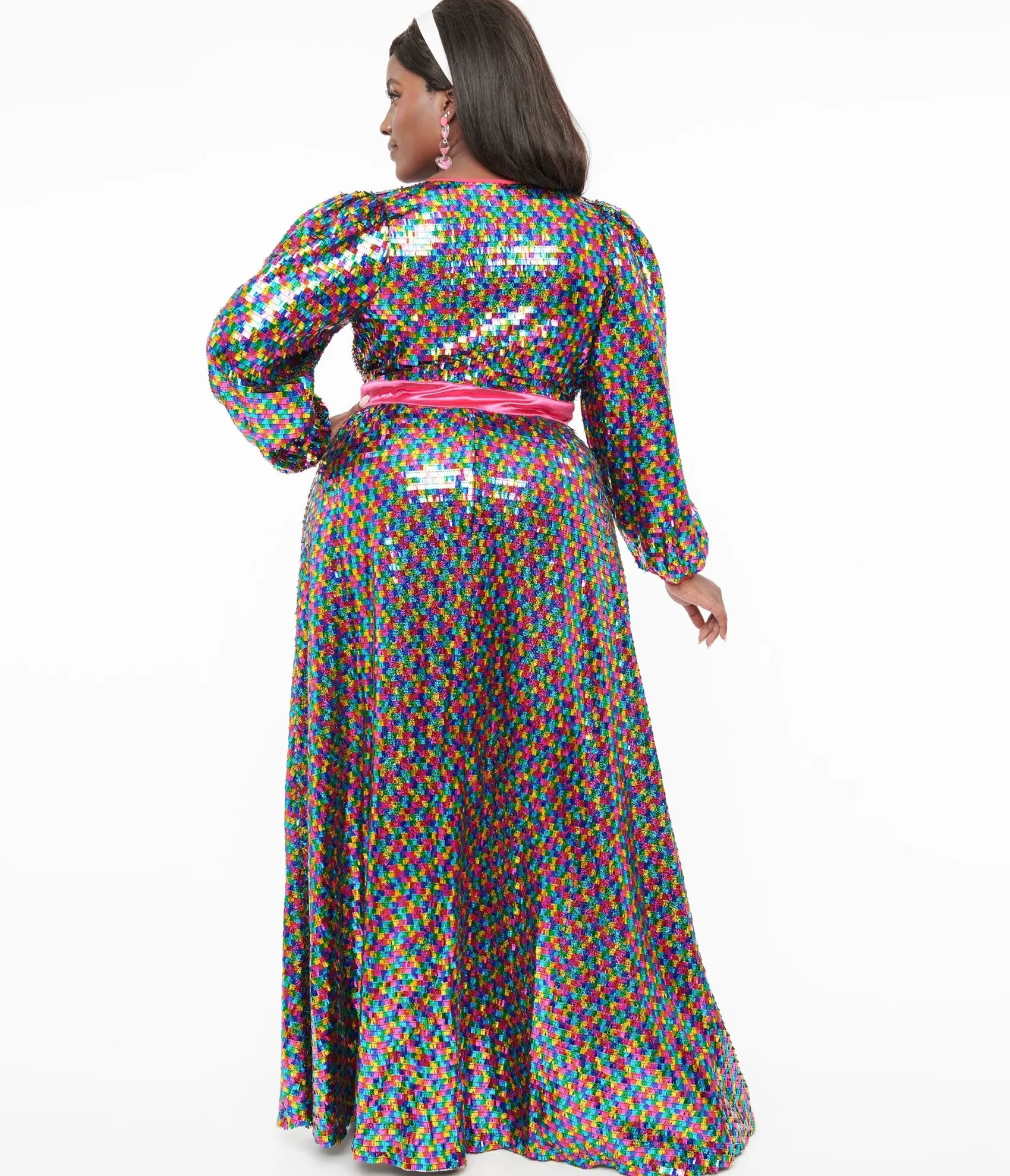 Unique Vintage Plus Size Rainbow Sequins Hollywood Duster Best