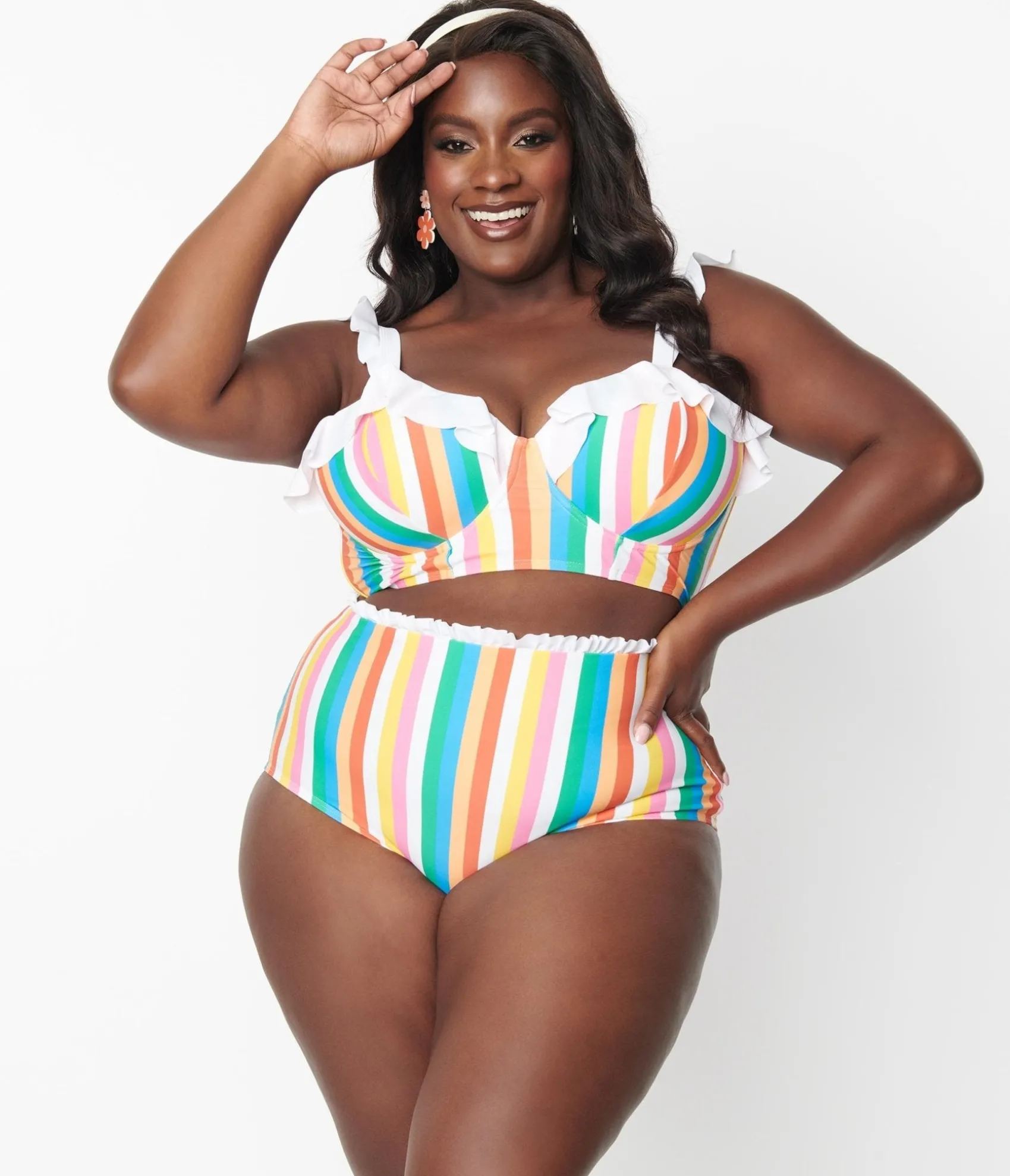 Unique Vintage Plus Size Rainbow Striped Cape May Swim Bottoms Shop