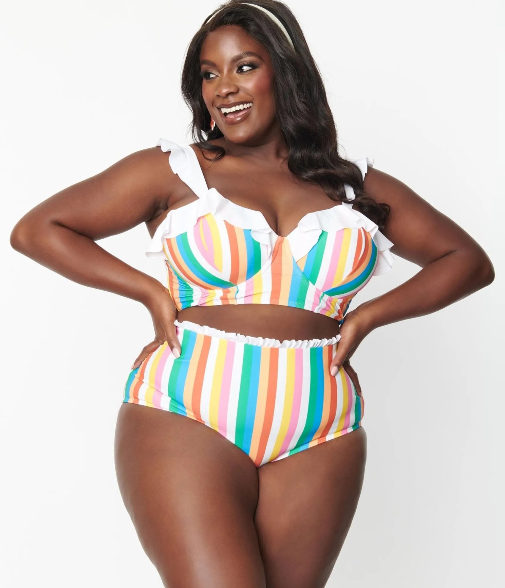 Unique Vintage Plus Size Rainbow Striped Cape May Swim Bottoms Shop