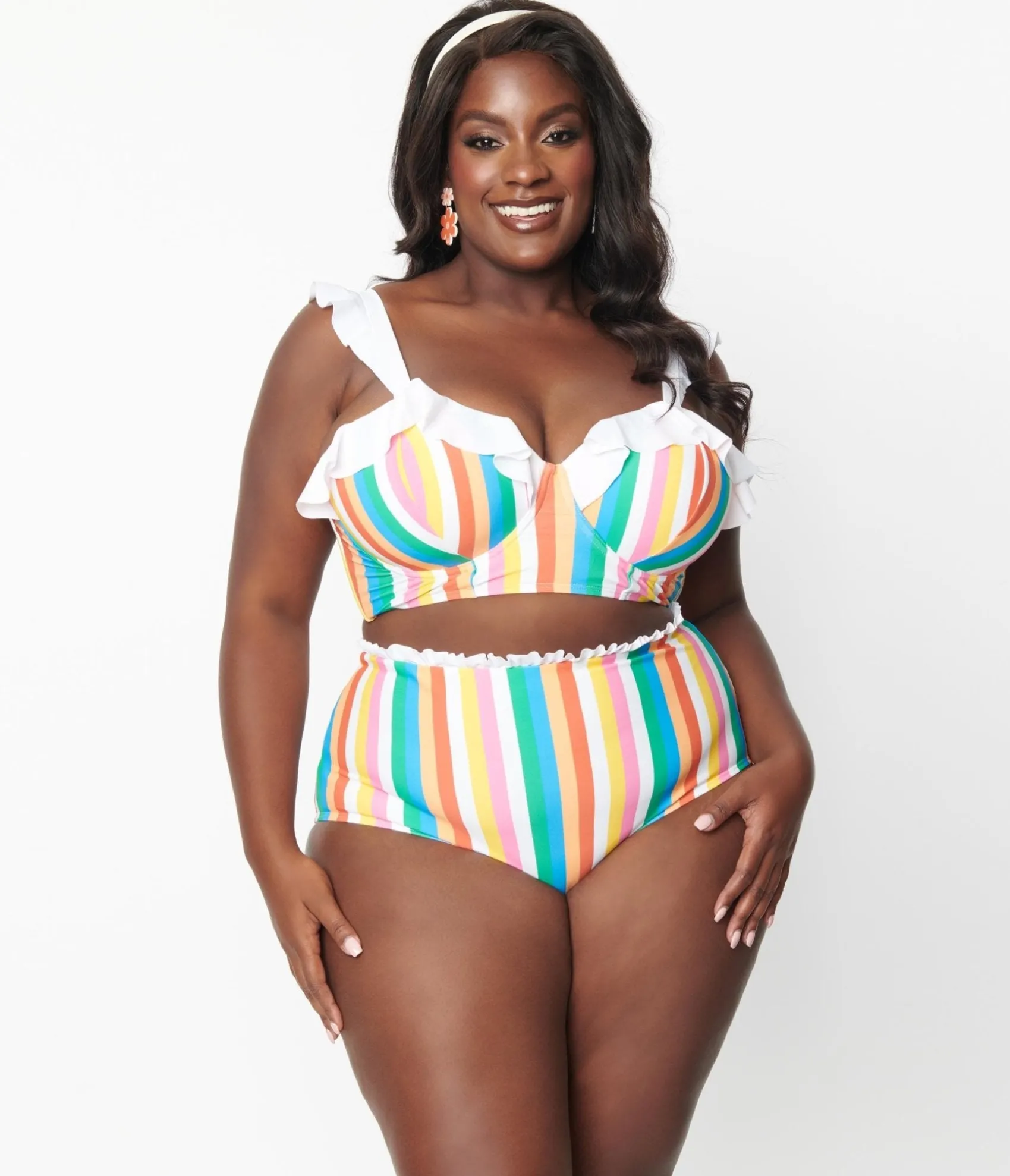 Unique Vintage Plus Size Rainbow Striped Cape May Swim Bottoms Shop