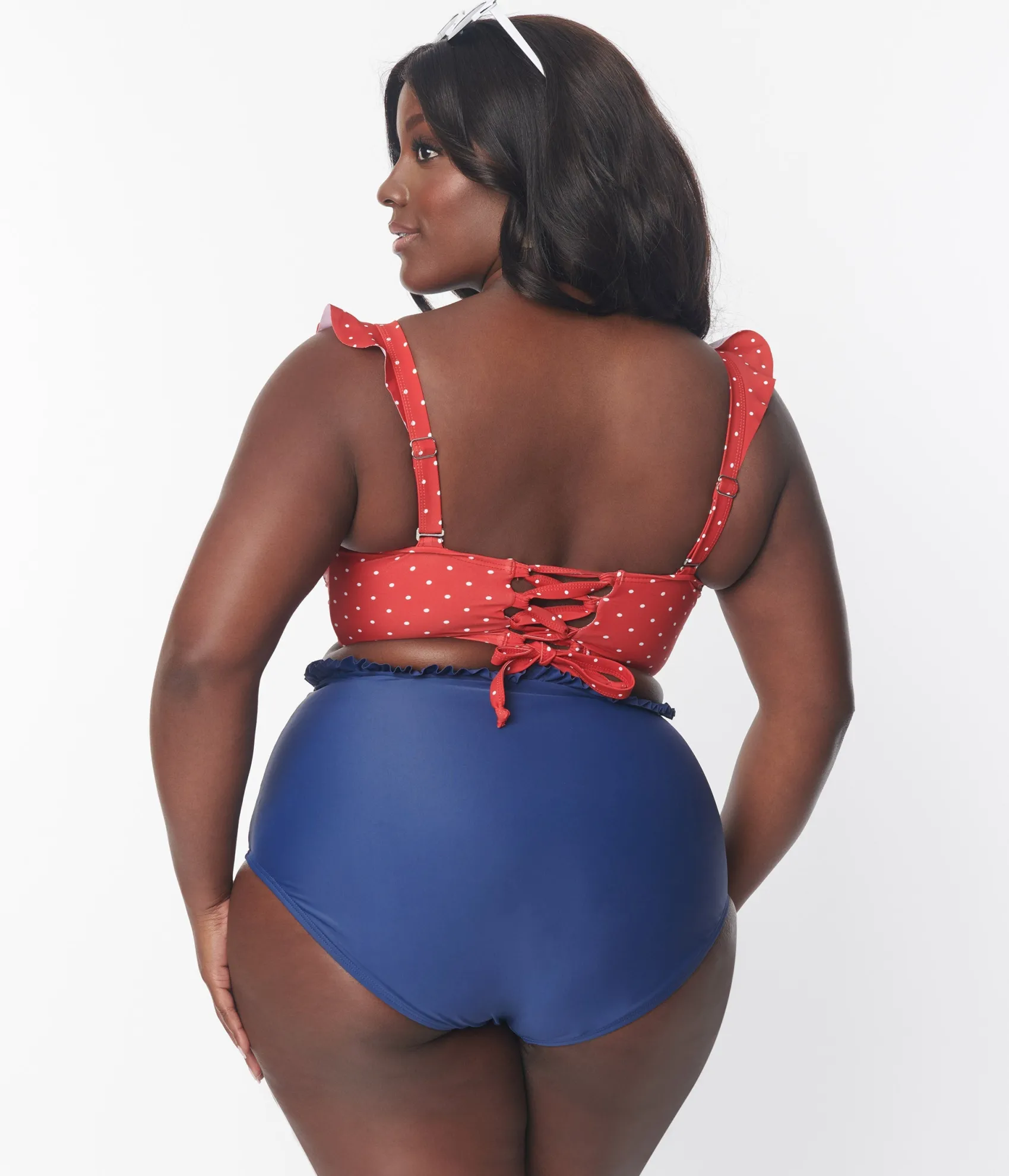 Unique Vintage Plus Size Red & White Pin Dot Southampton Swim Top Outlet