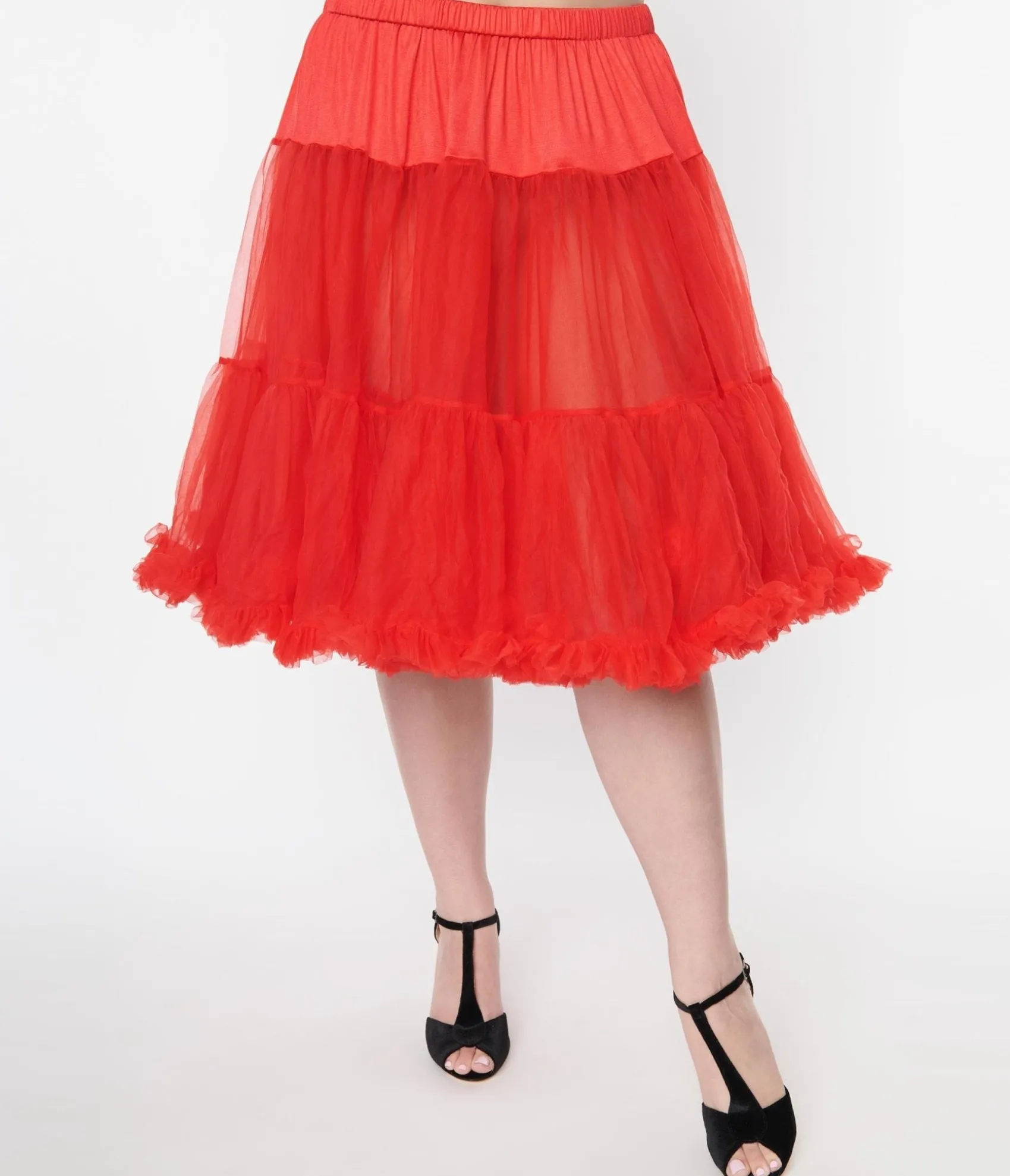 Unique Vintage Plus Size Red Retro Style Ruffled Petticoat Flash Sale