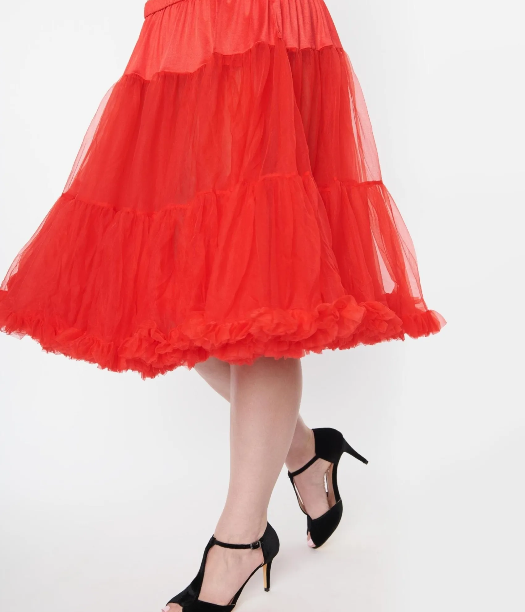 Unique Vintage Plus Size Red Retro Style Ruffled Petticoat Flash Sale