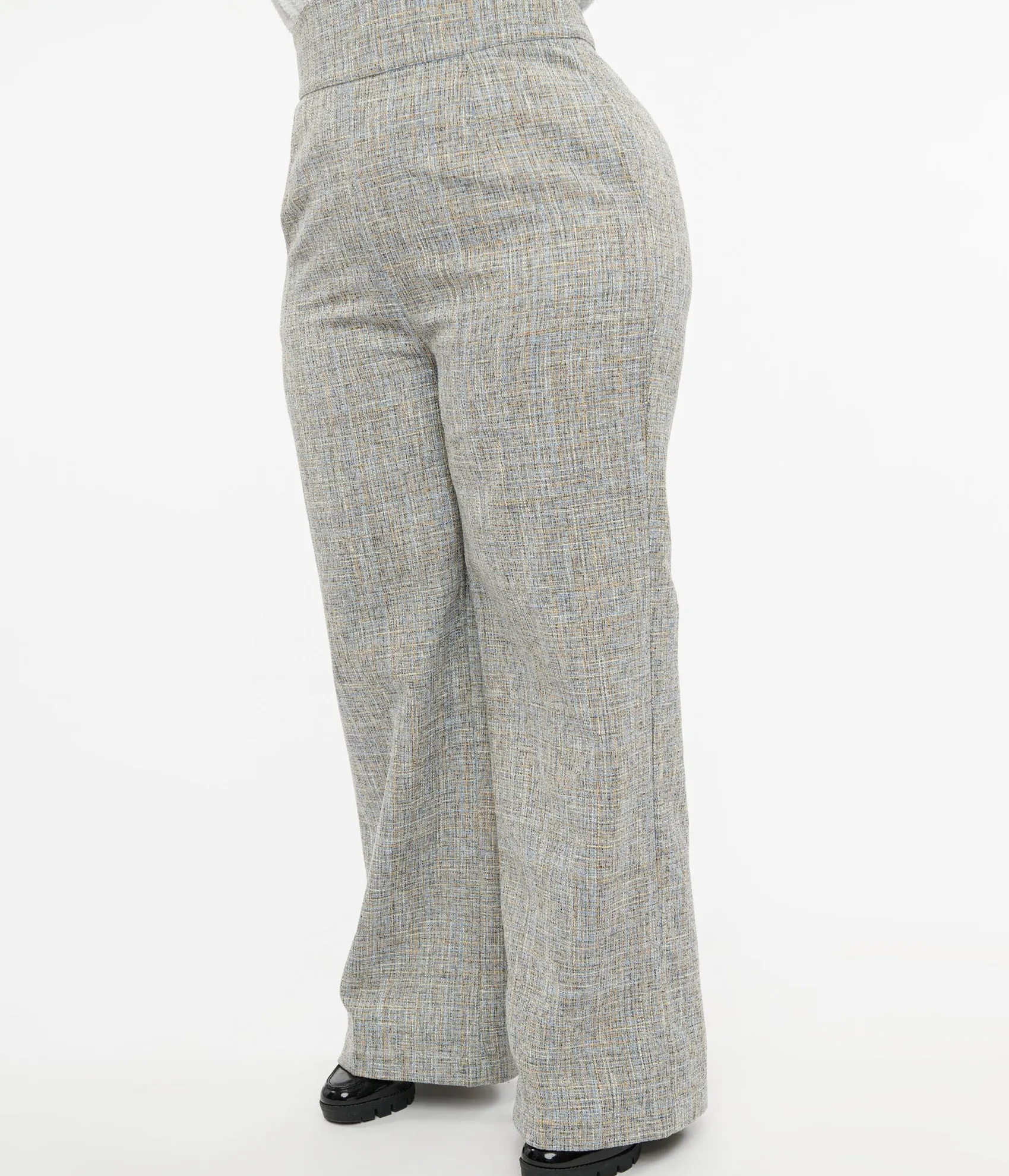 Unique Vintage Plus Size 1940s Beige & Baby Blue Tweed High Waist Pants Cheap