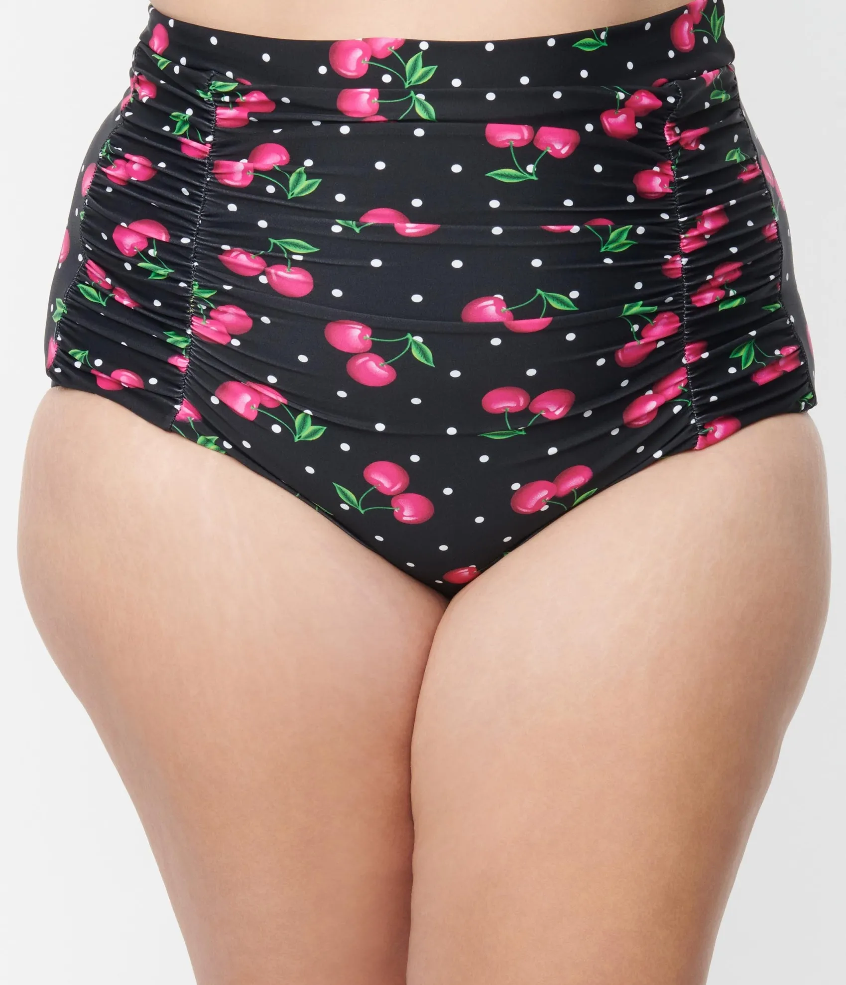 Unique Vintage Plus Size 1950s Black & Hot Pink Cherry Pin Dot Monroe Swim Bottom Discount